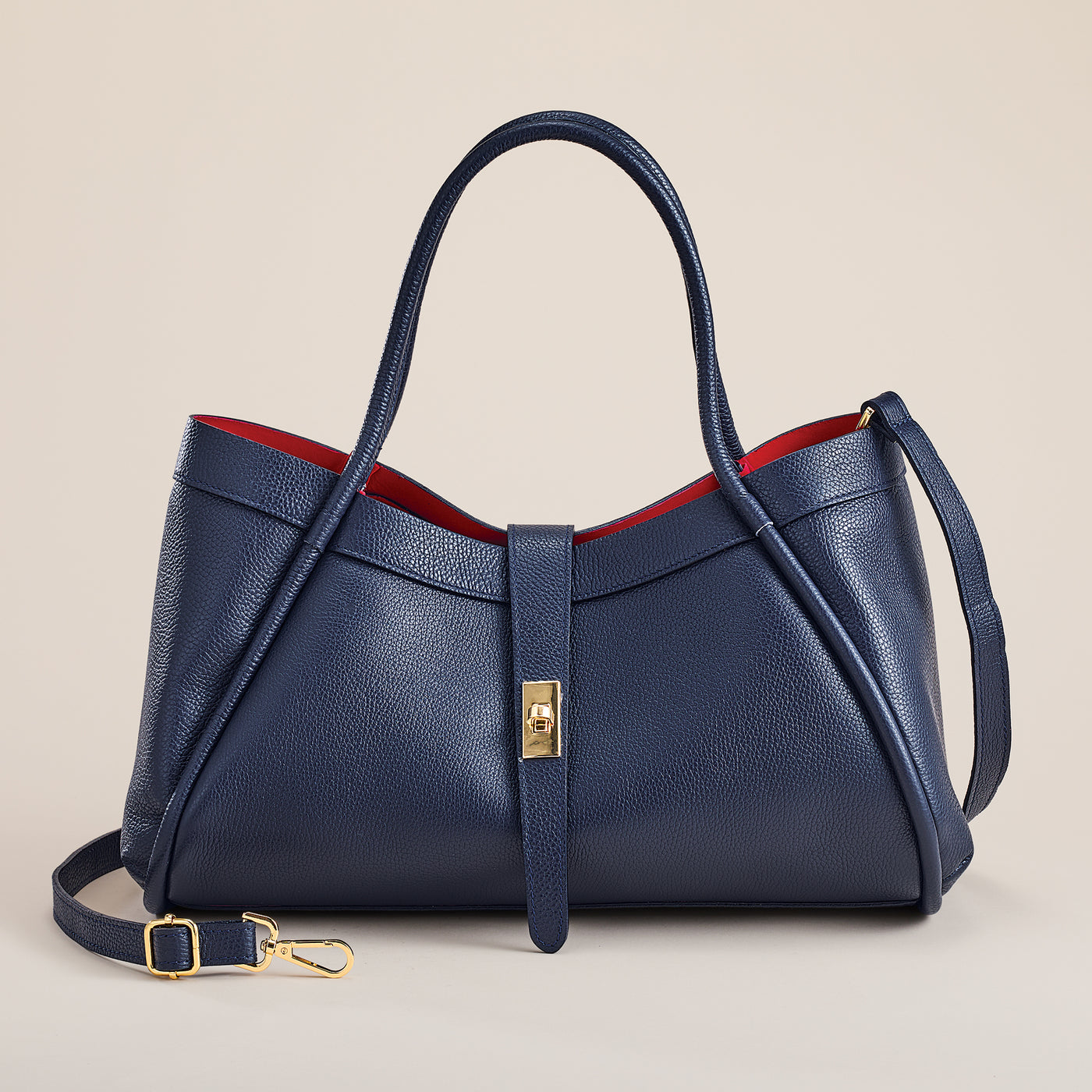 Imperia Navy Italian Leather Satchel