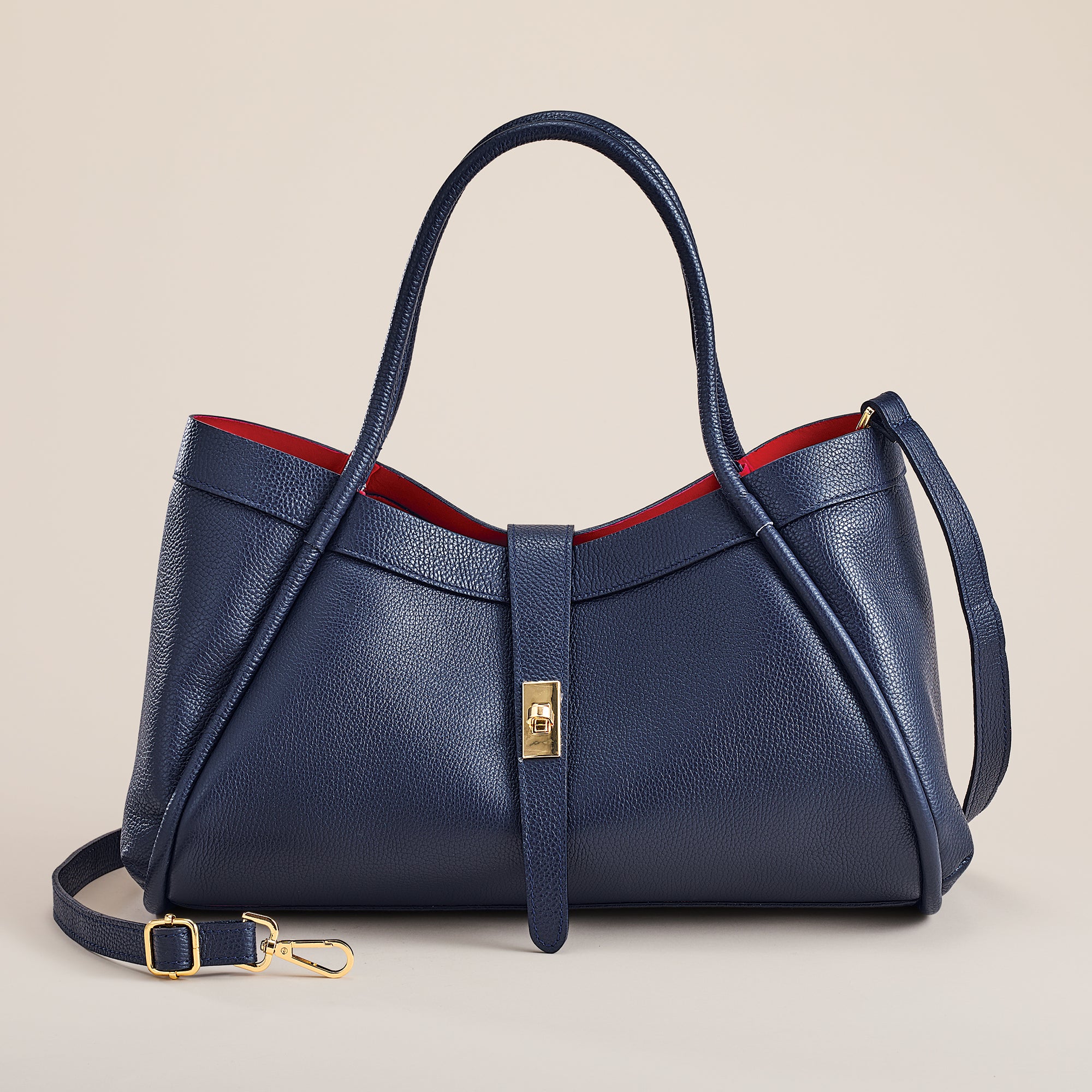 Imperia Navy Italian Leather Satchel