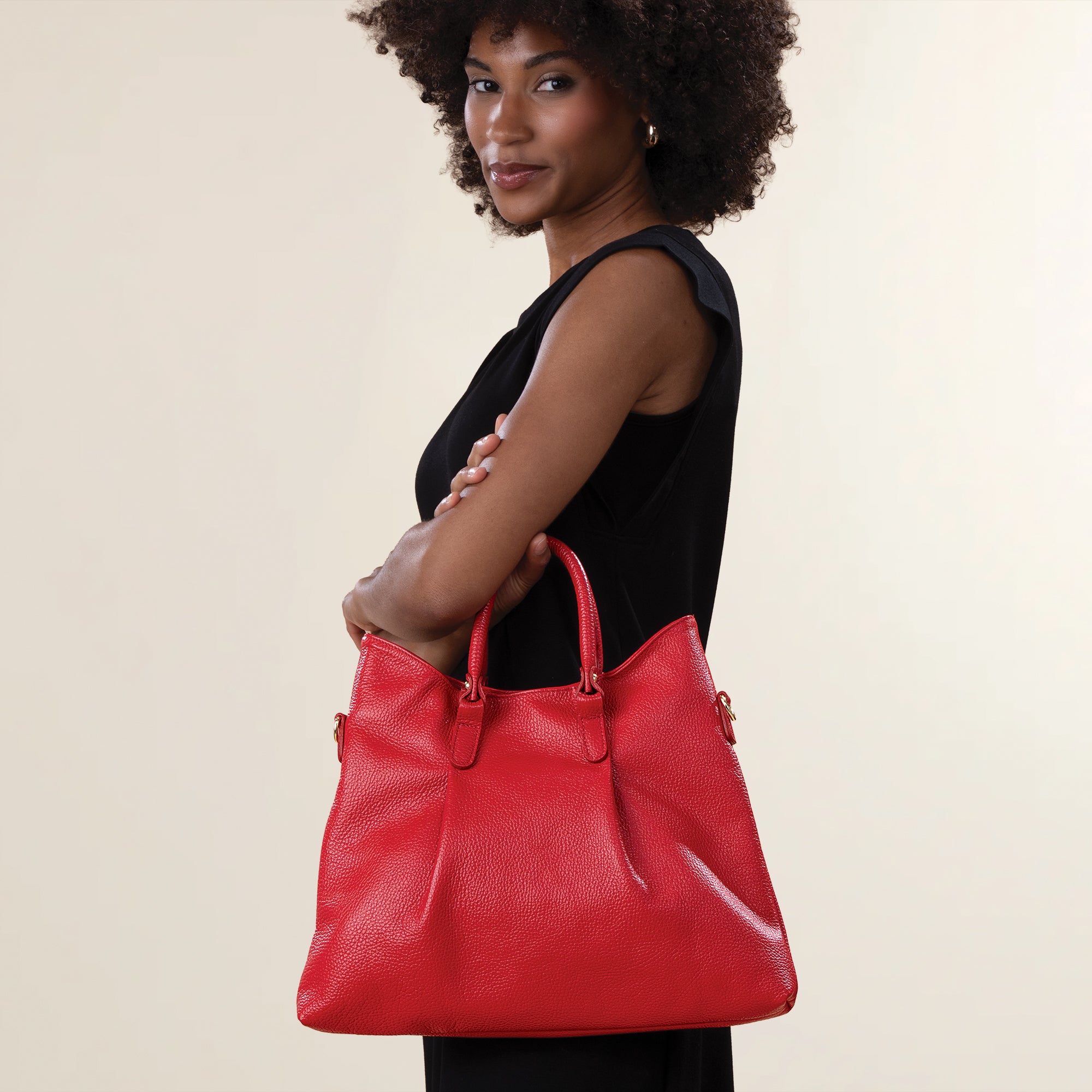 Stresa Red Italian Leather Tote