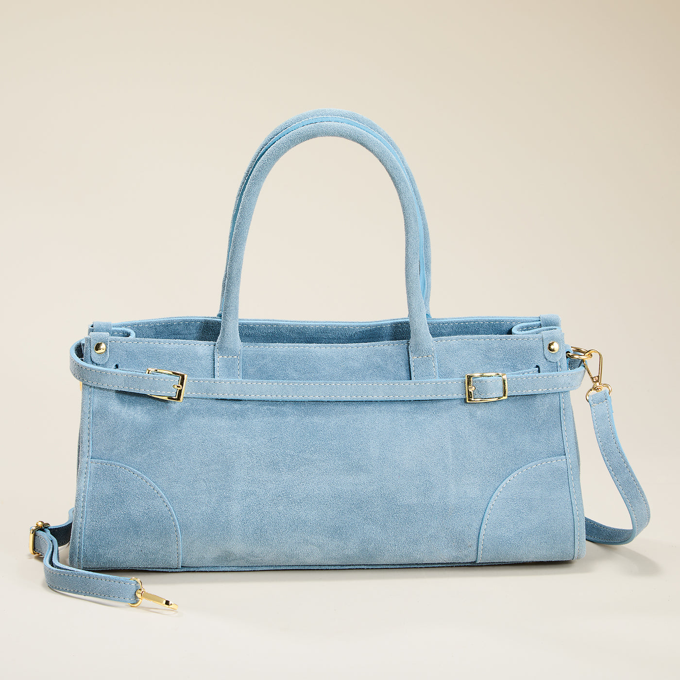 Lerici Sky Blue Italian Suede Satchel