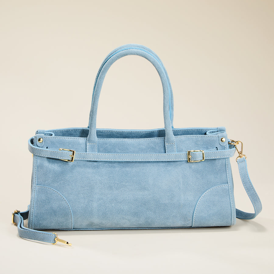 Lerici Sky Blue Italian Suede Satchel