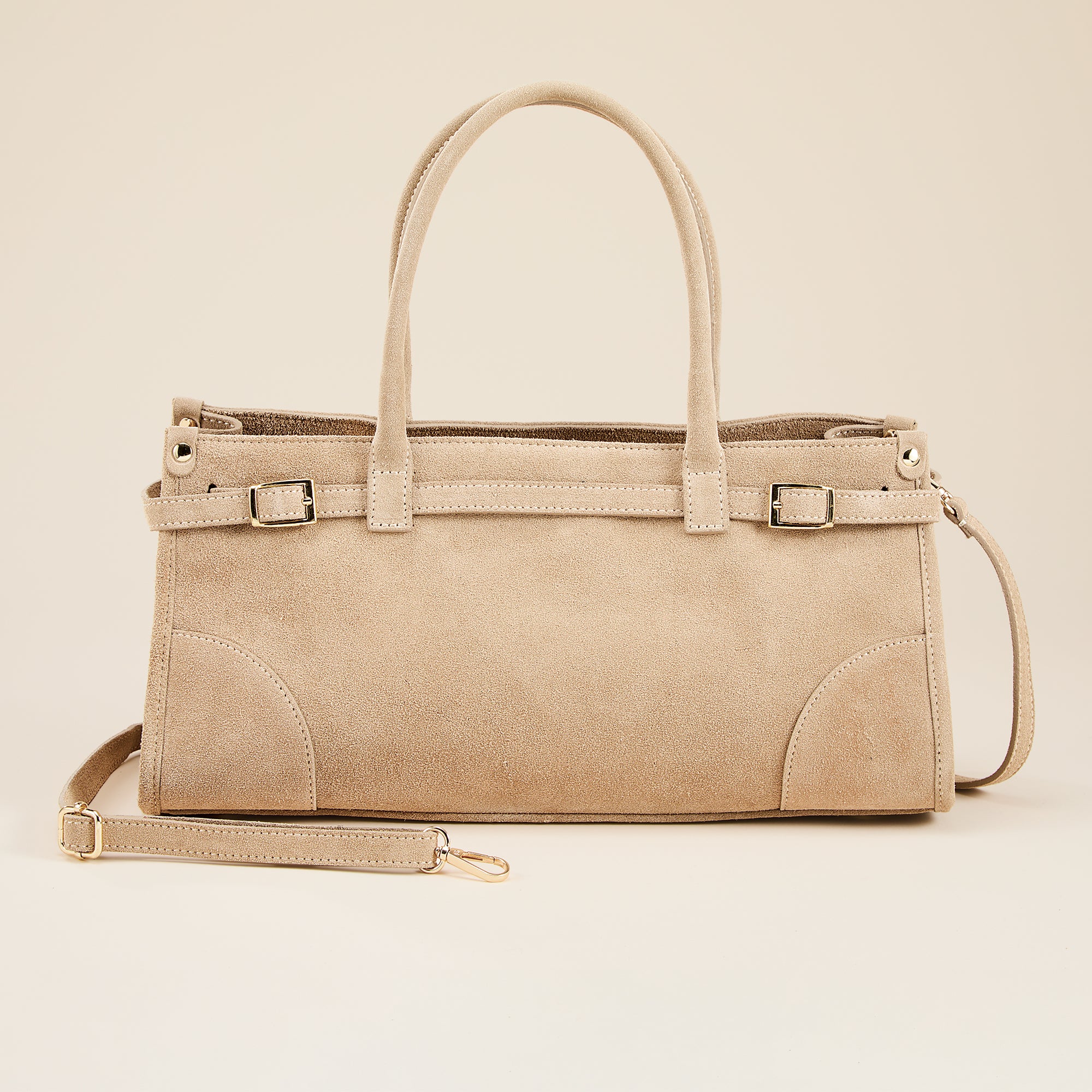 Lerici Latte Italian Suede Satchel