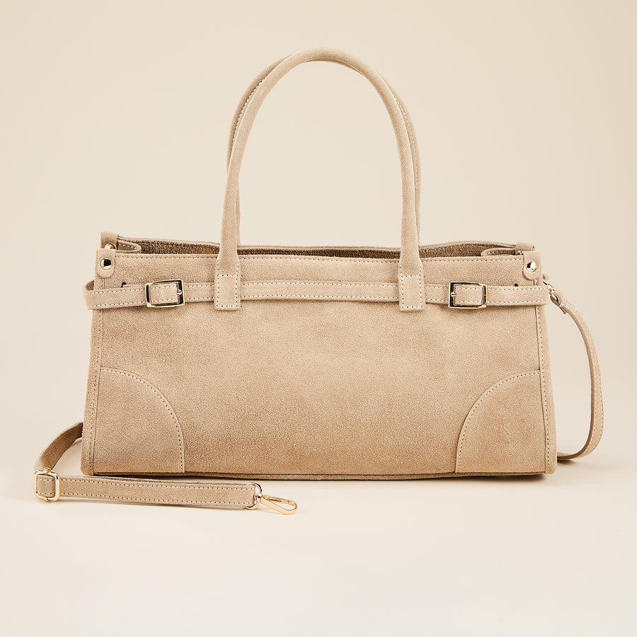 Lerici Latte Italian Suede Satchel