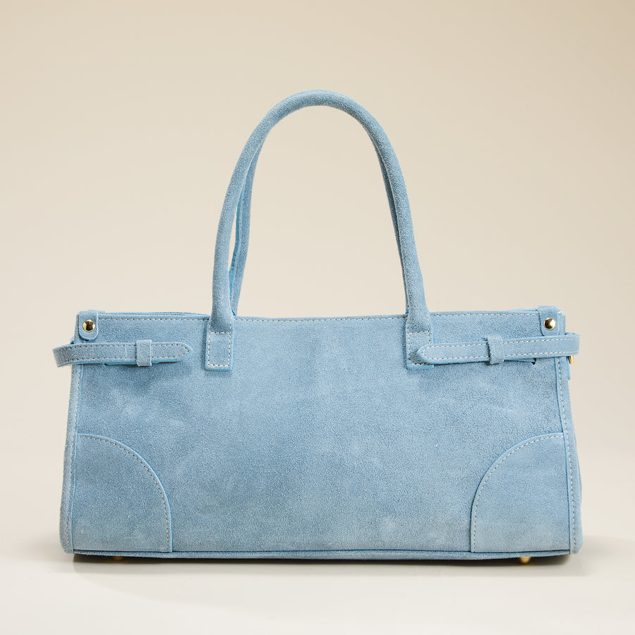 Lerici Sky Blue Italian Suede Satchel