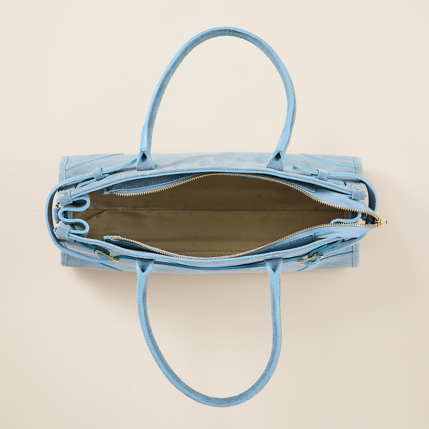 Lerici Sky Blue Italian Suede Satchel