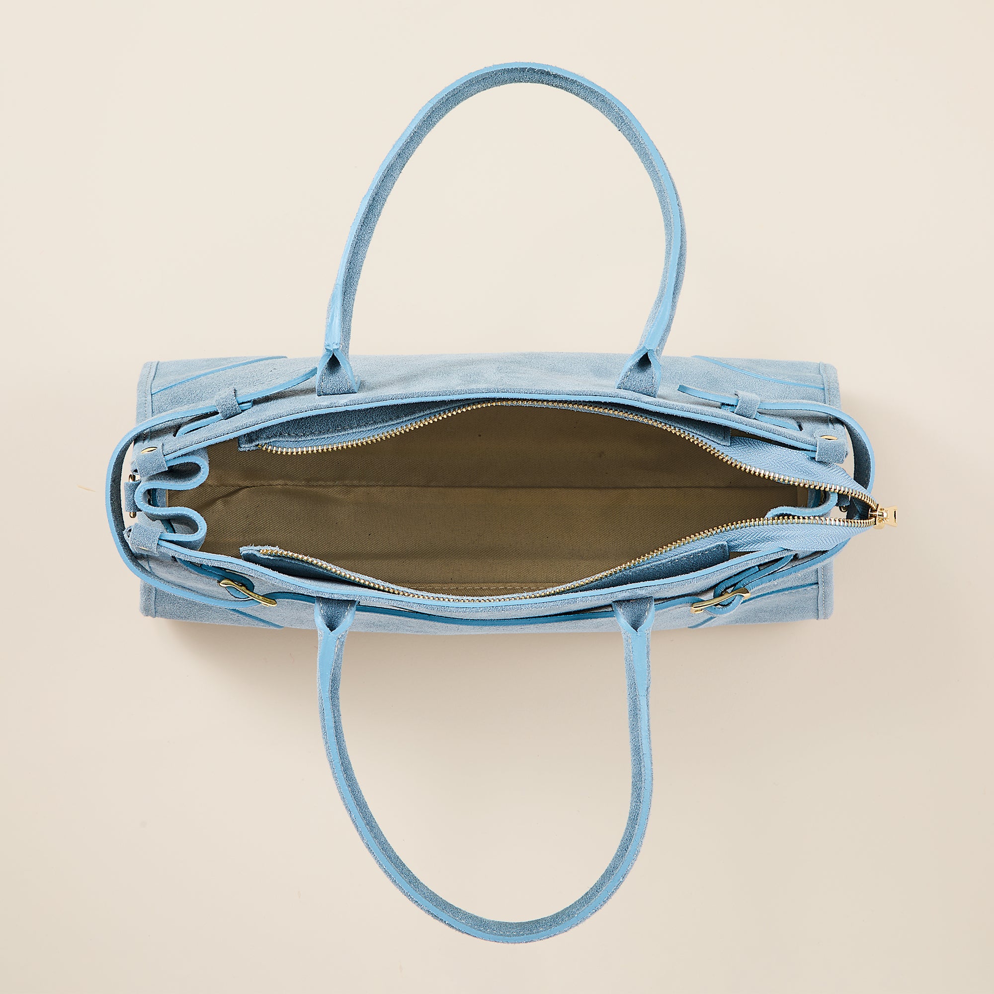 Lerici Sky Blue Italian Suede Satchel