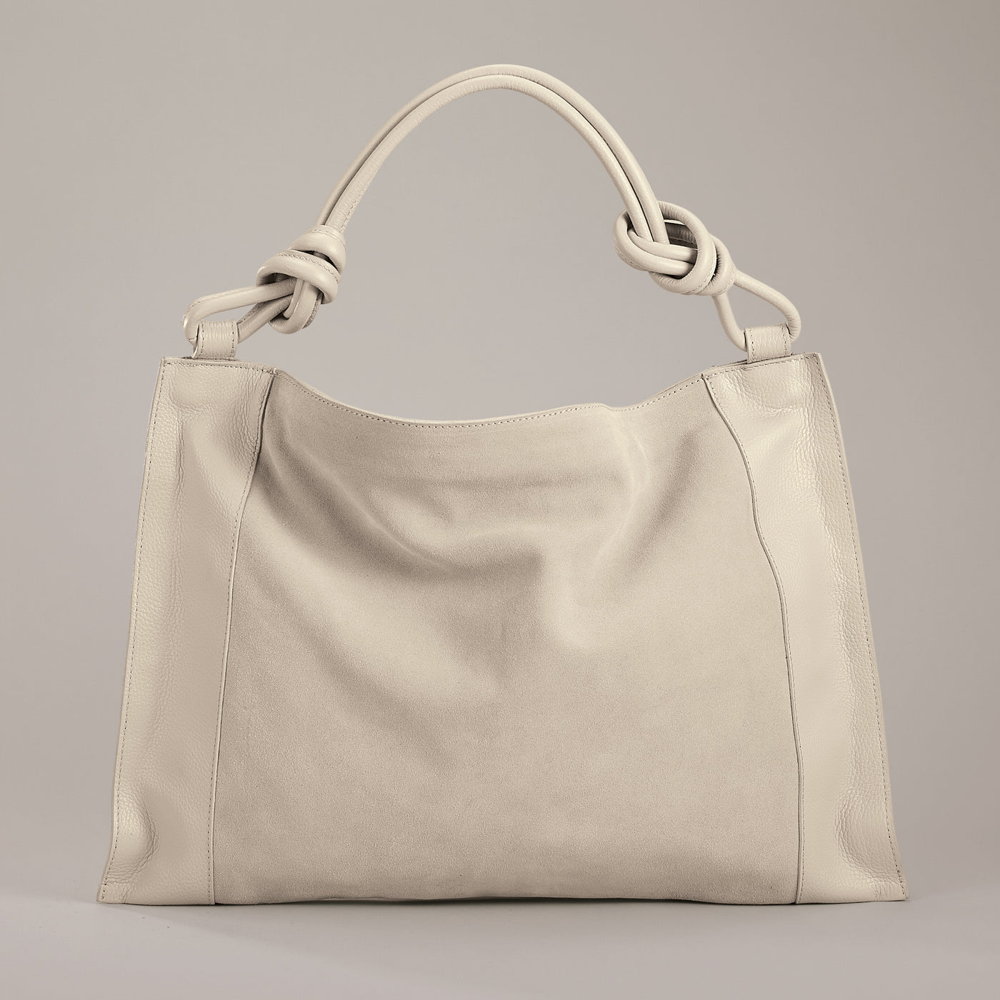 Camogli Ivory Italian Leather & Suede Satchel