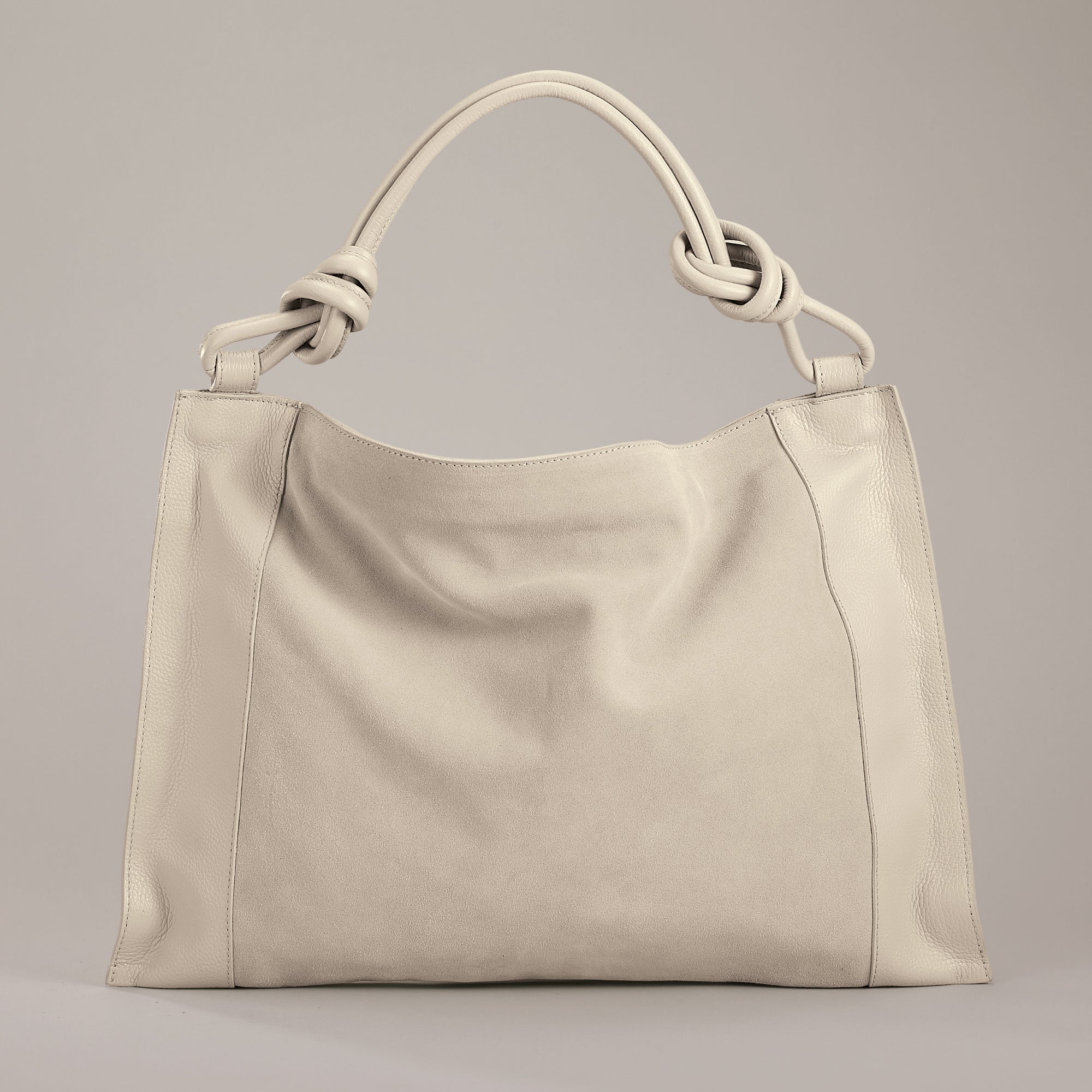 Camogli Ivory Italian Leather & Suede Satchel