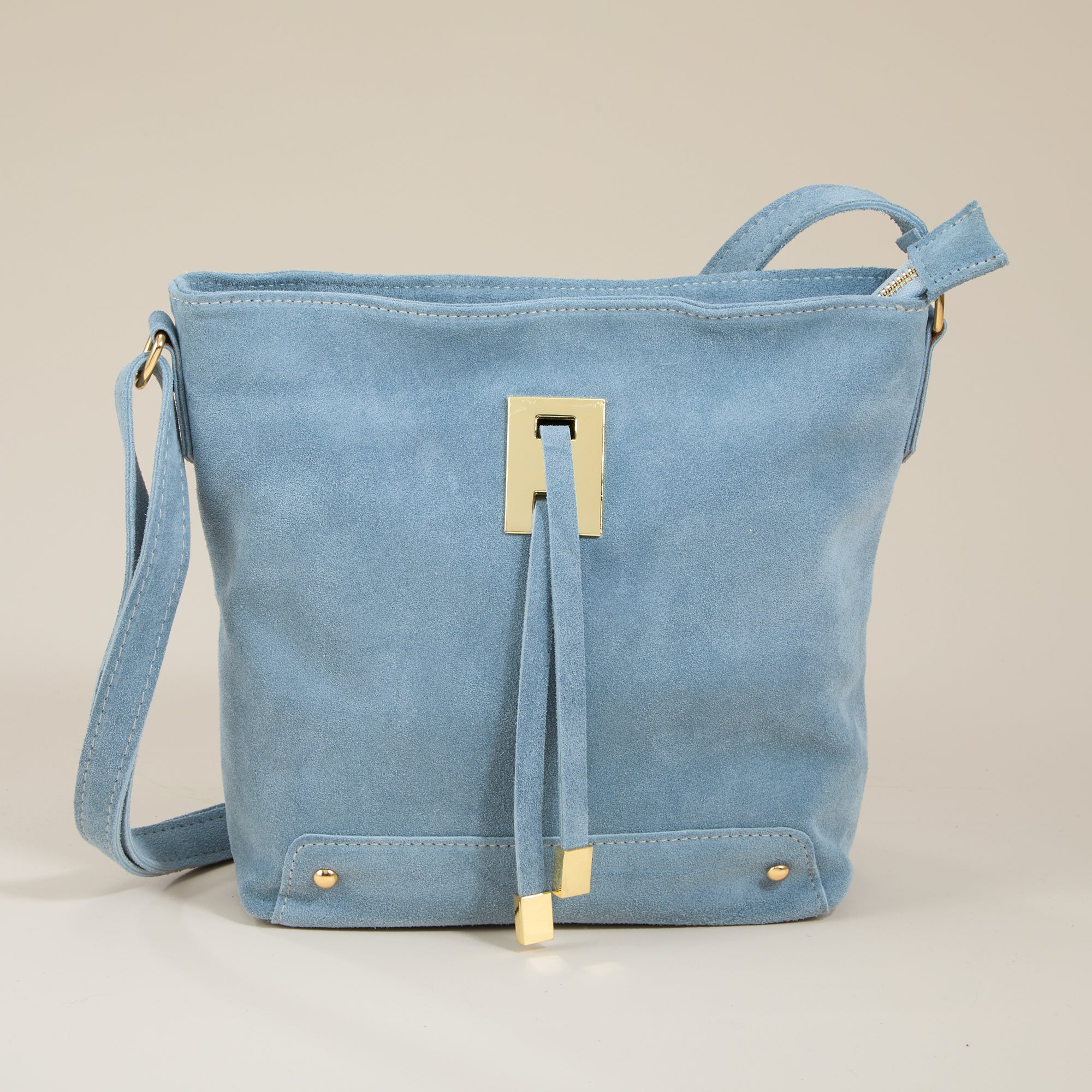 Andora Light Blue Italian Suede Crossbody