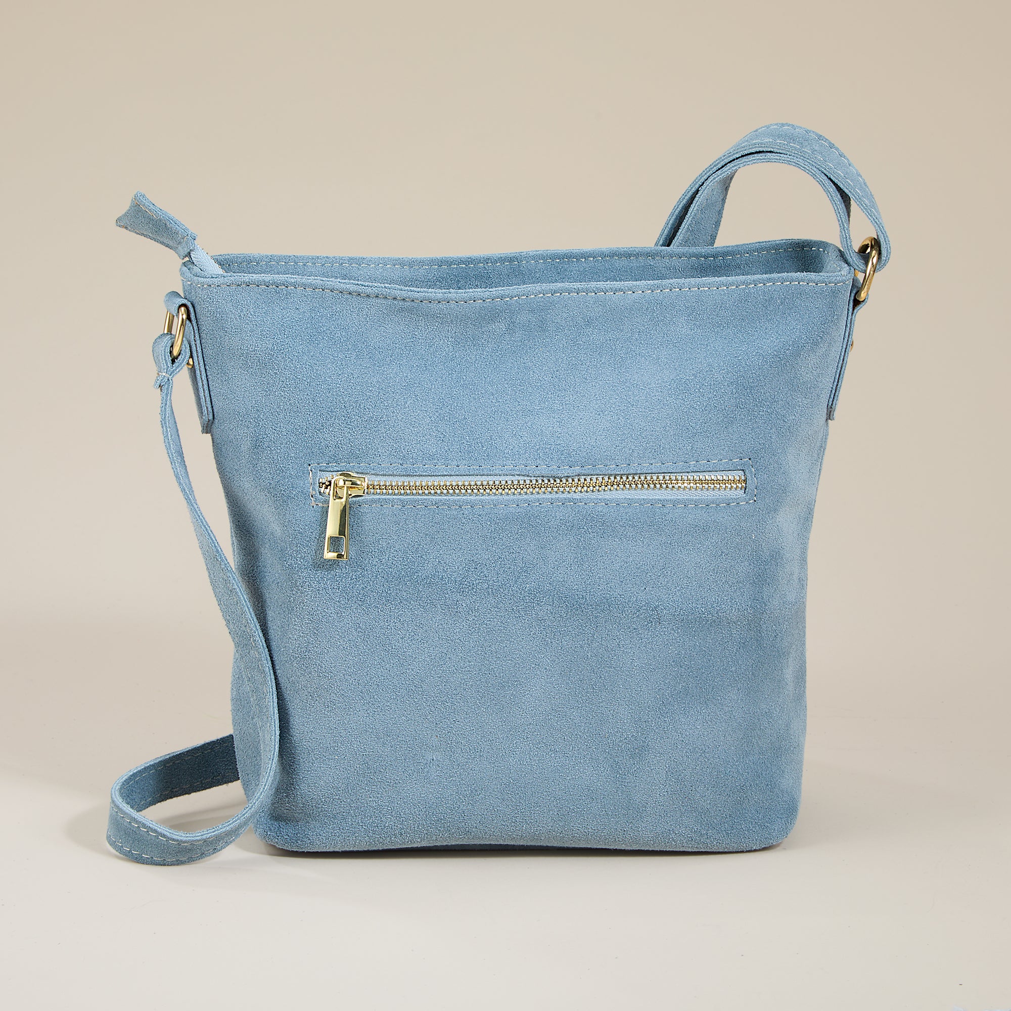 Andora Light Blue Italian Suede Crossbody