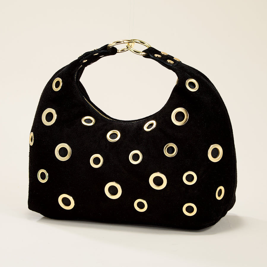 Porto Venere Black Suede Tote