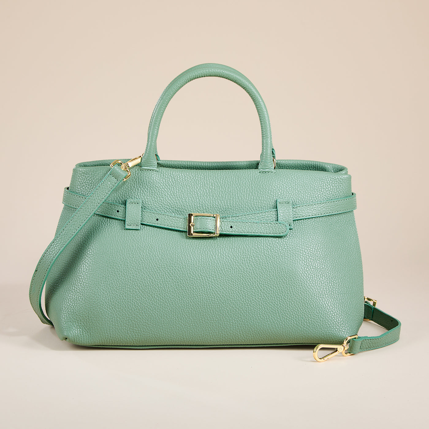 Ceri Italian Leather Belted Satchel