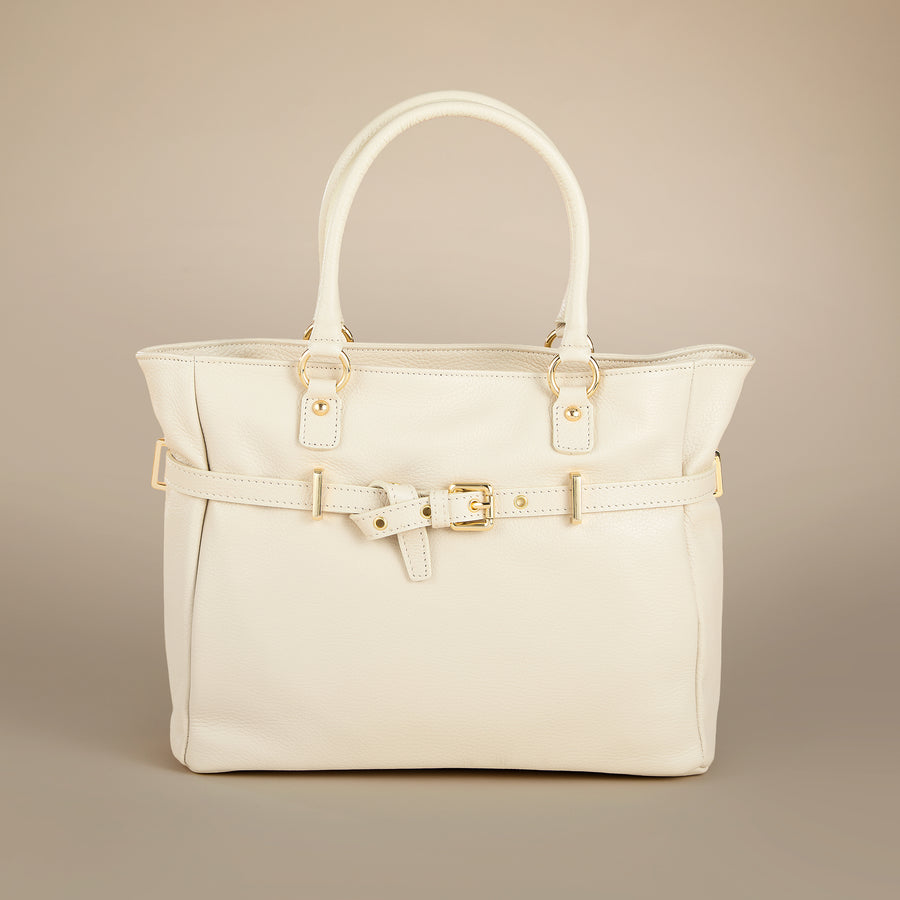 Taggia Ivory Italian Leather Satchel