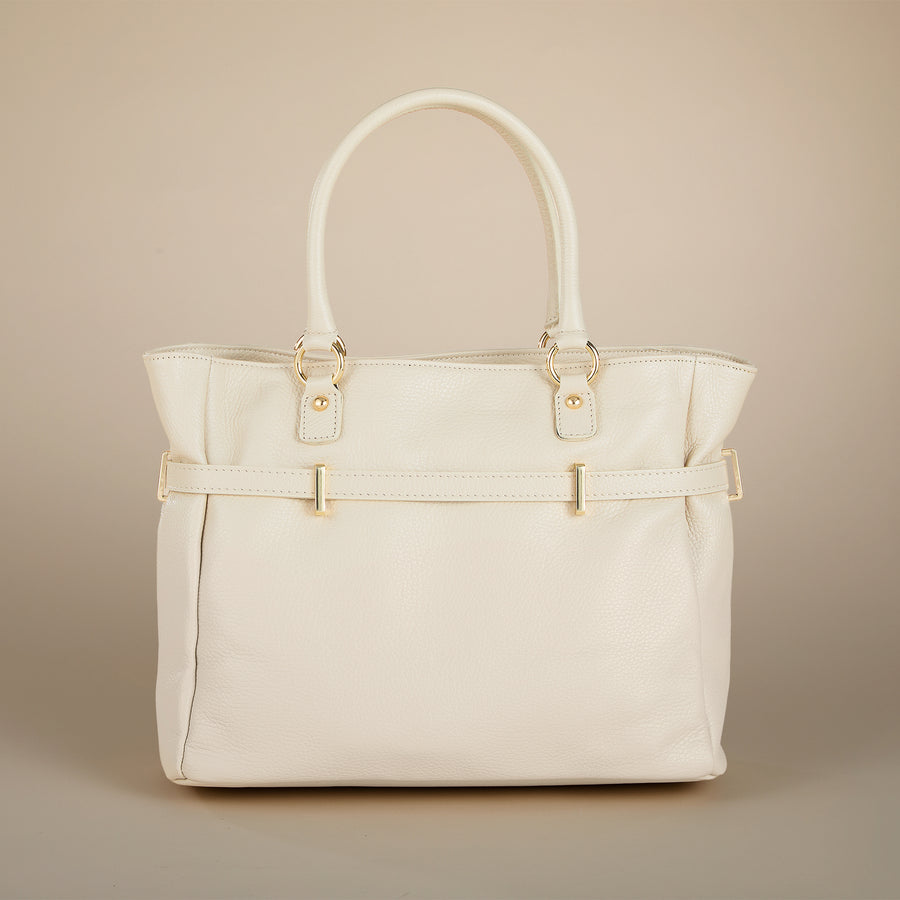 Taggia Ivory Italian Leather Satchel