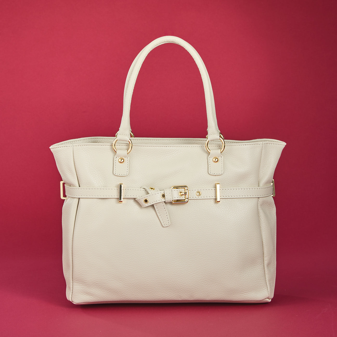 Taggia Ivory Italian Leather Satchel