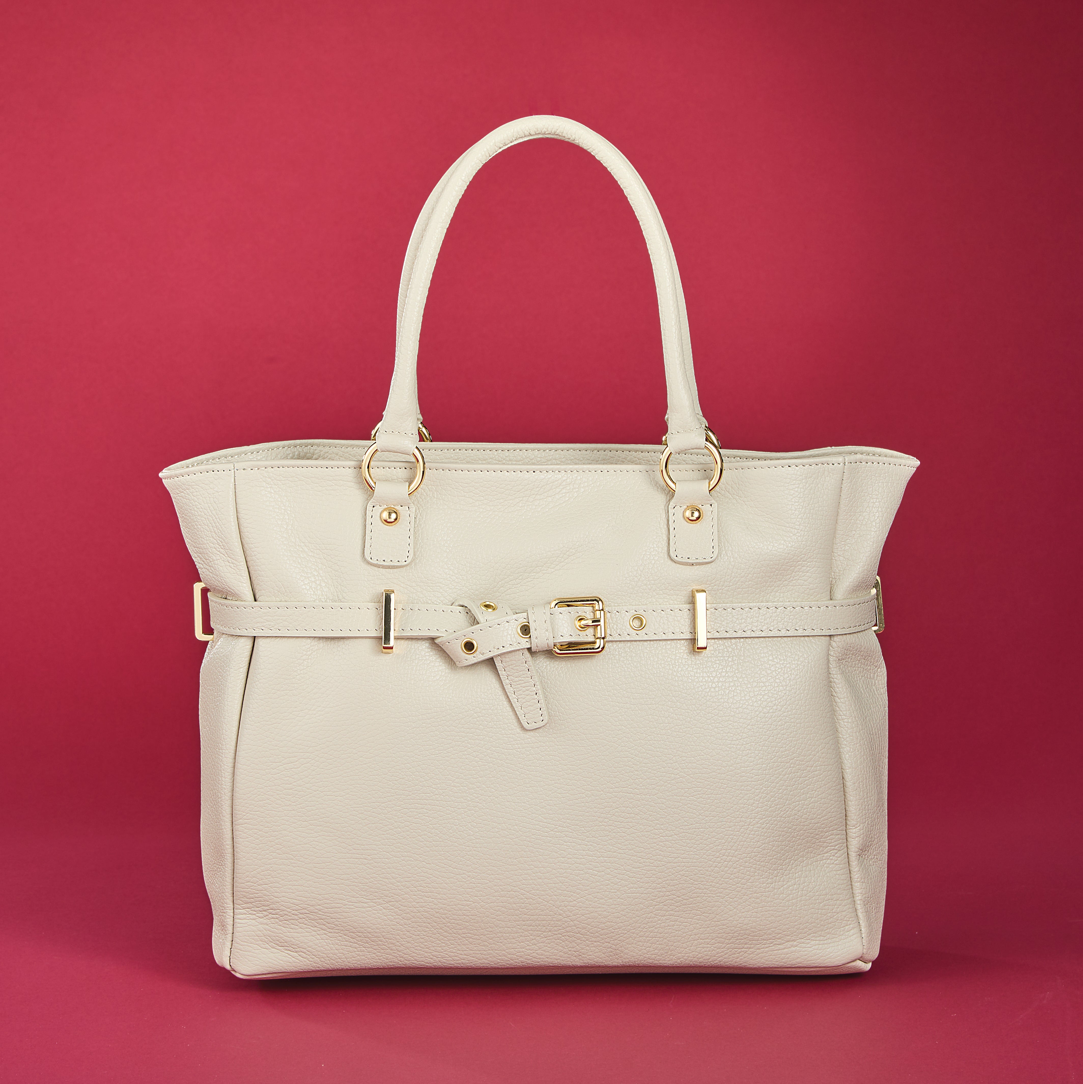 Taggia Ivory Italian Leather Satchel