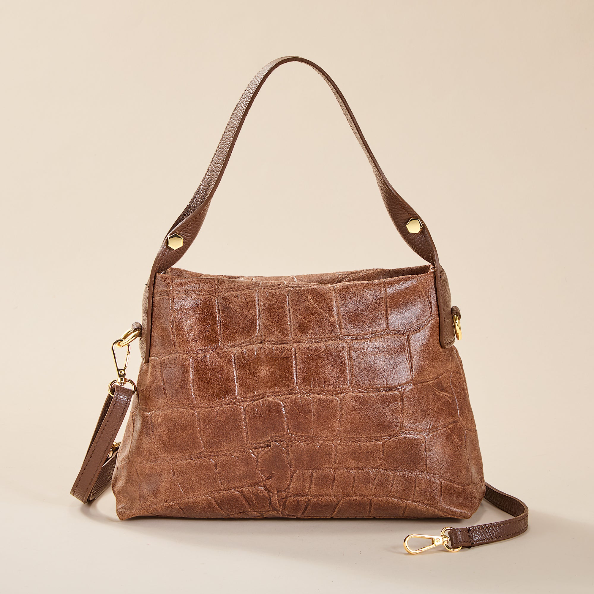 Monopoli Italian Leather Croco Shoulder Bag