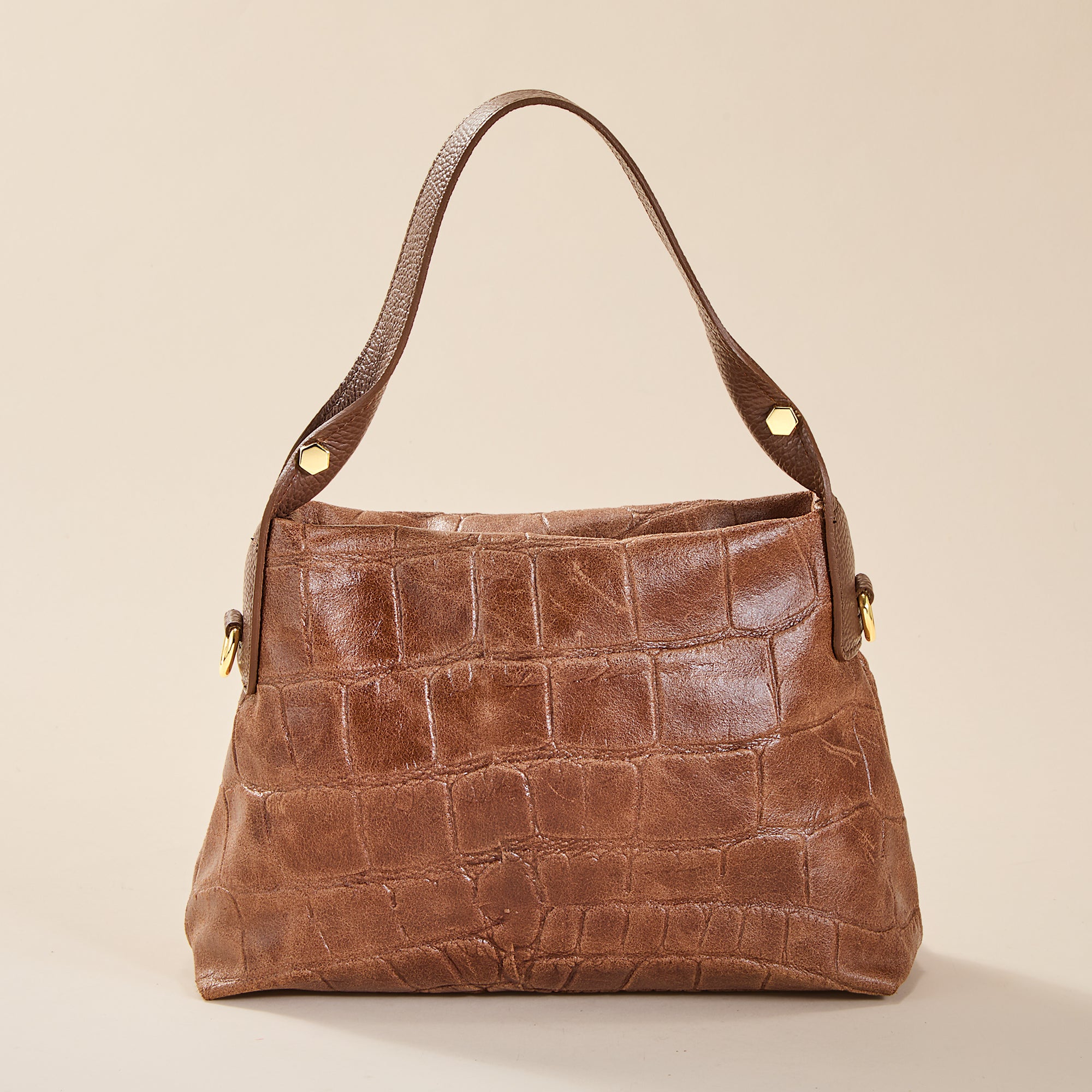 Monopoli Italian Leather Croco Shoulder Bag