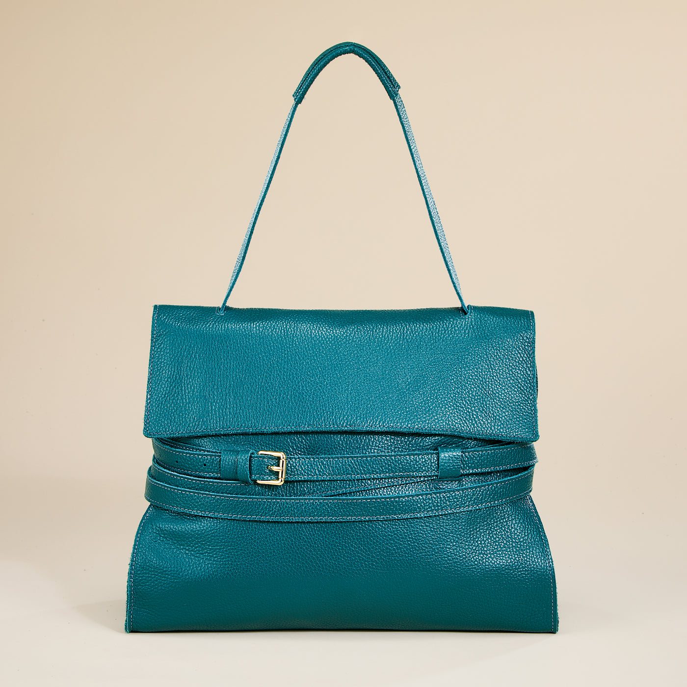 Portovenere Teal Italian Leather Hobo Bag