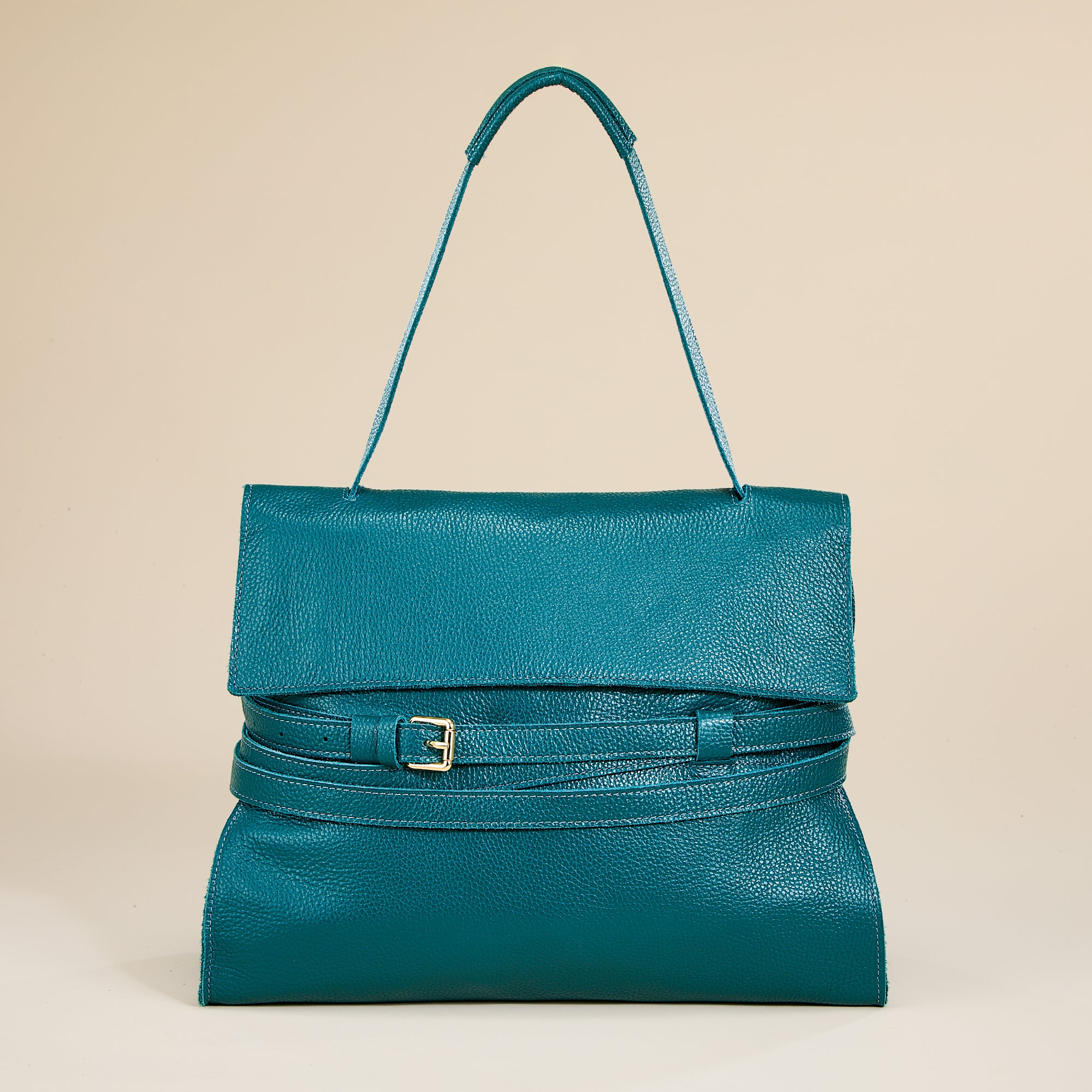 Portovenere Teal Italian Leather Hobo Bag