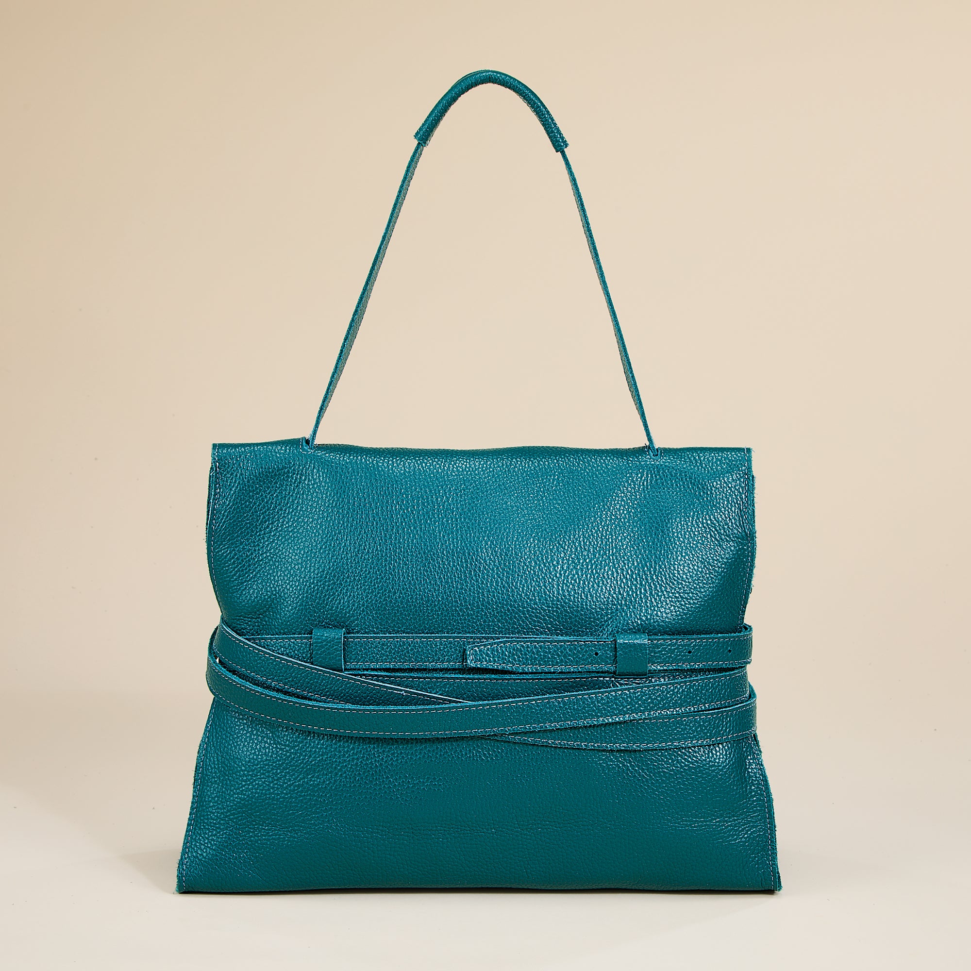Portovenere Teal Italian Leather Hobo Bag