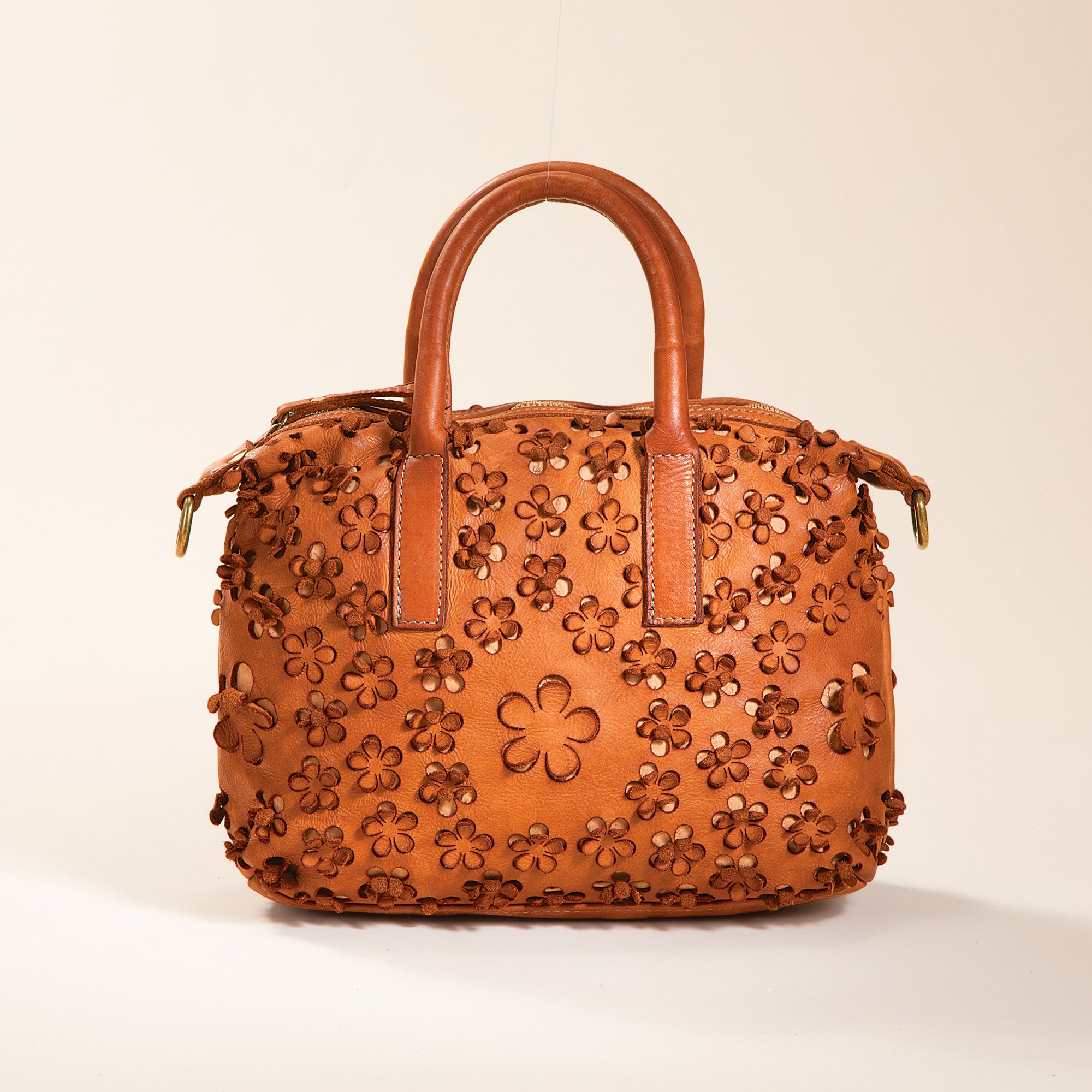 Isola Bella Italian Leather Floral Satchel
