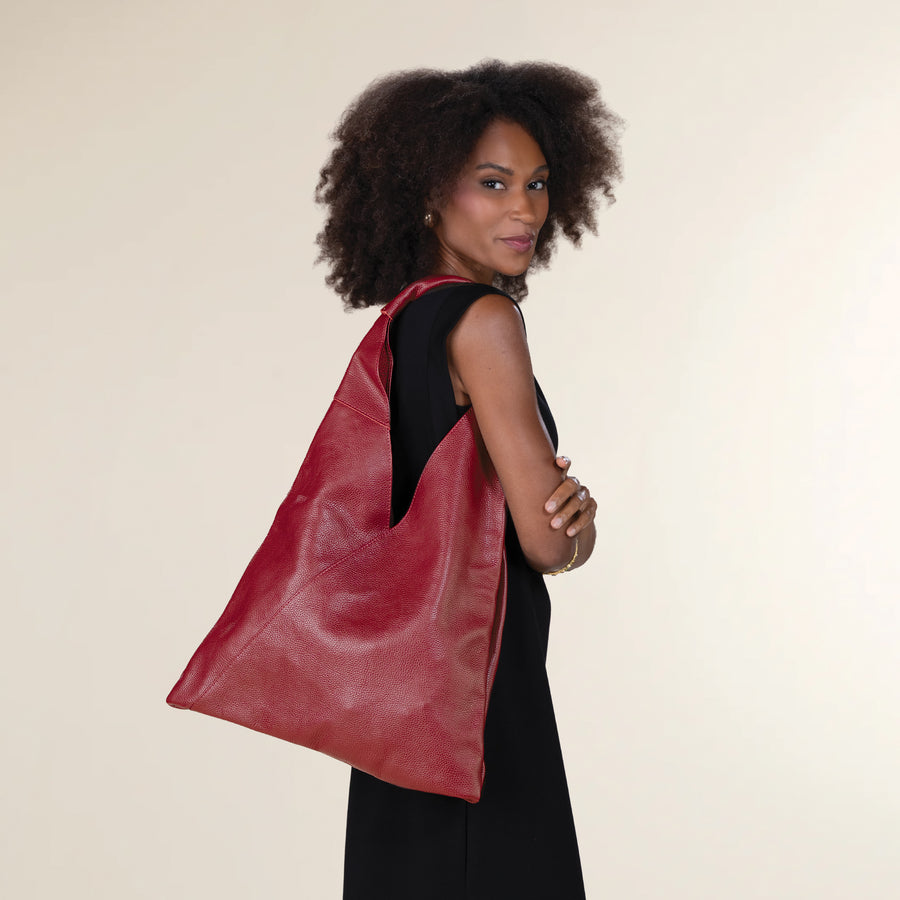 Milazzo Burgundy Italian Leather Hobo Bag (Preorder)