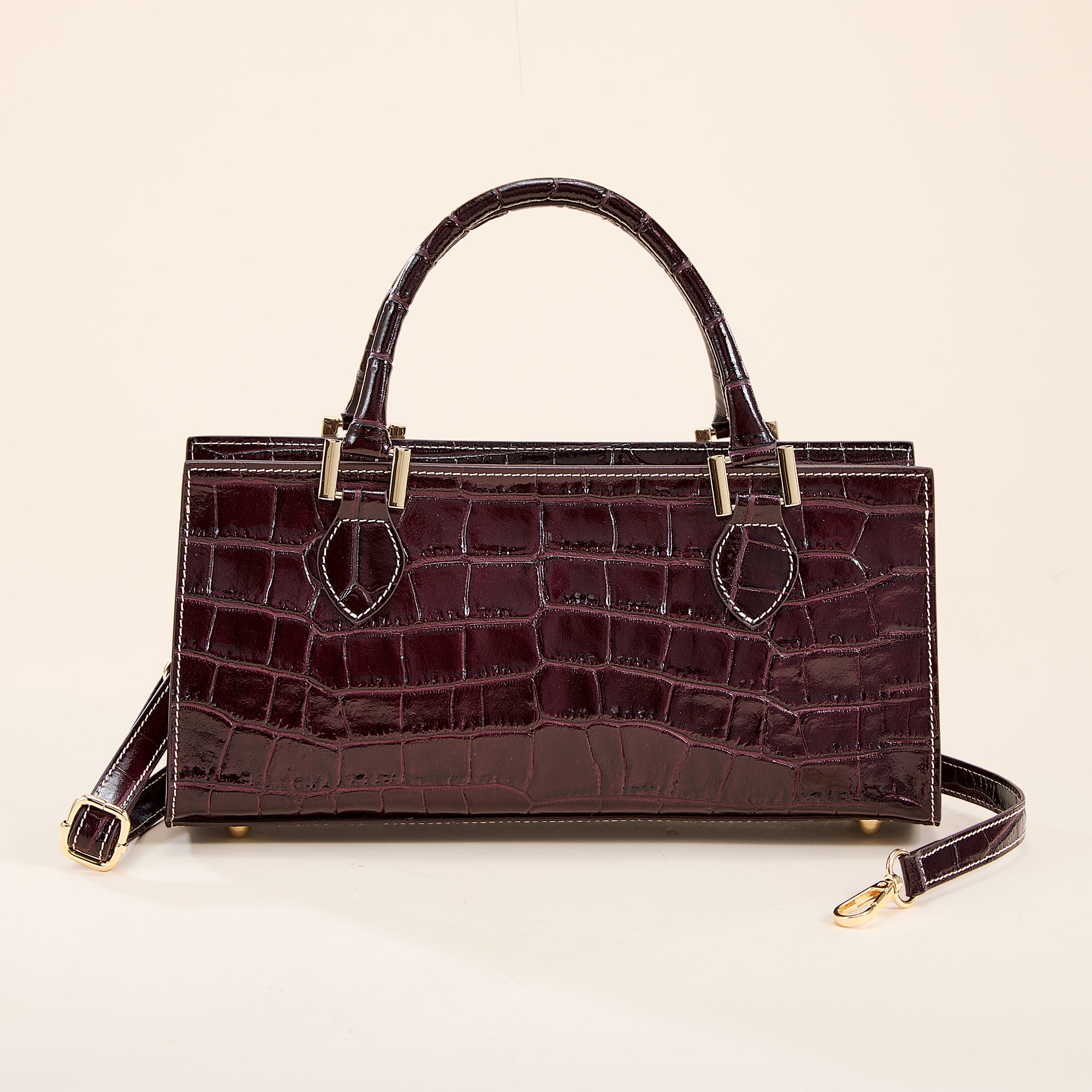 Corniglia Italian Leather Croco Satchel (Preorder)