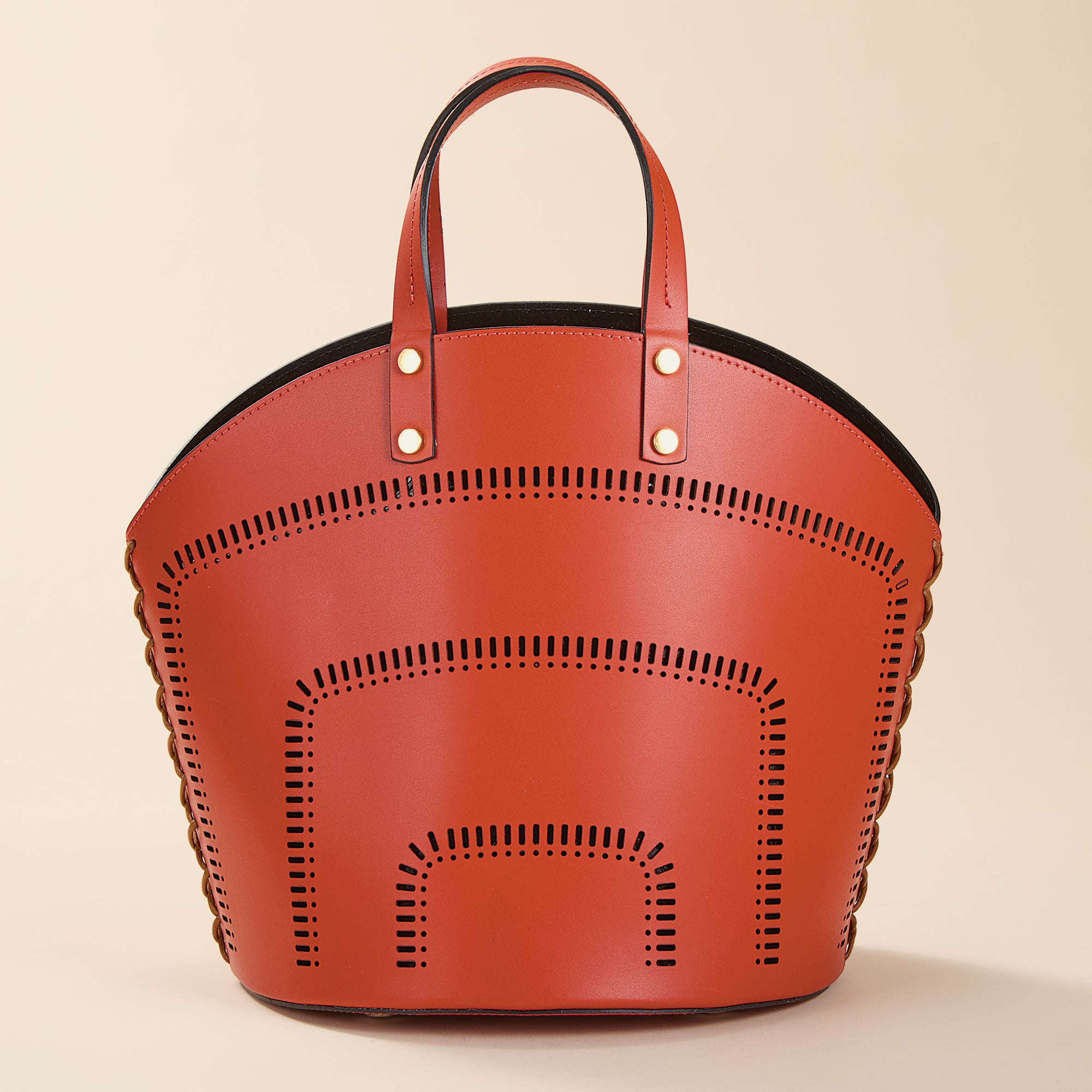 Genoa Italian Leather Cutout Paths Satchel