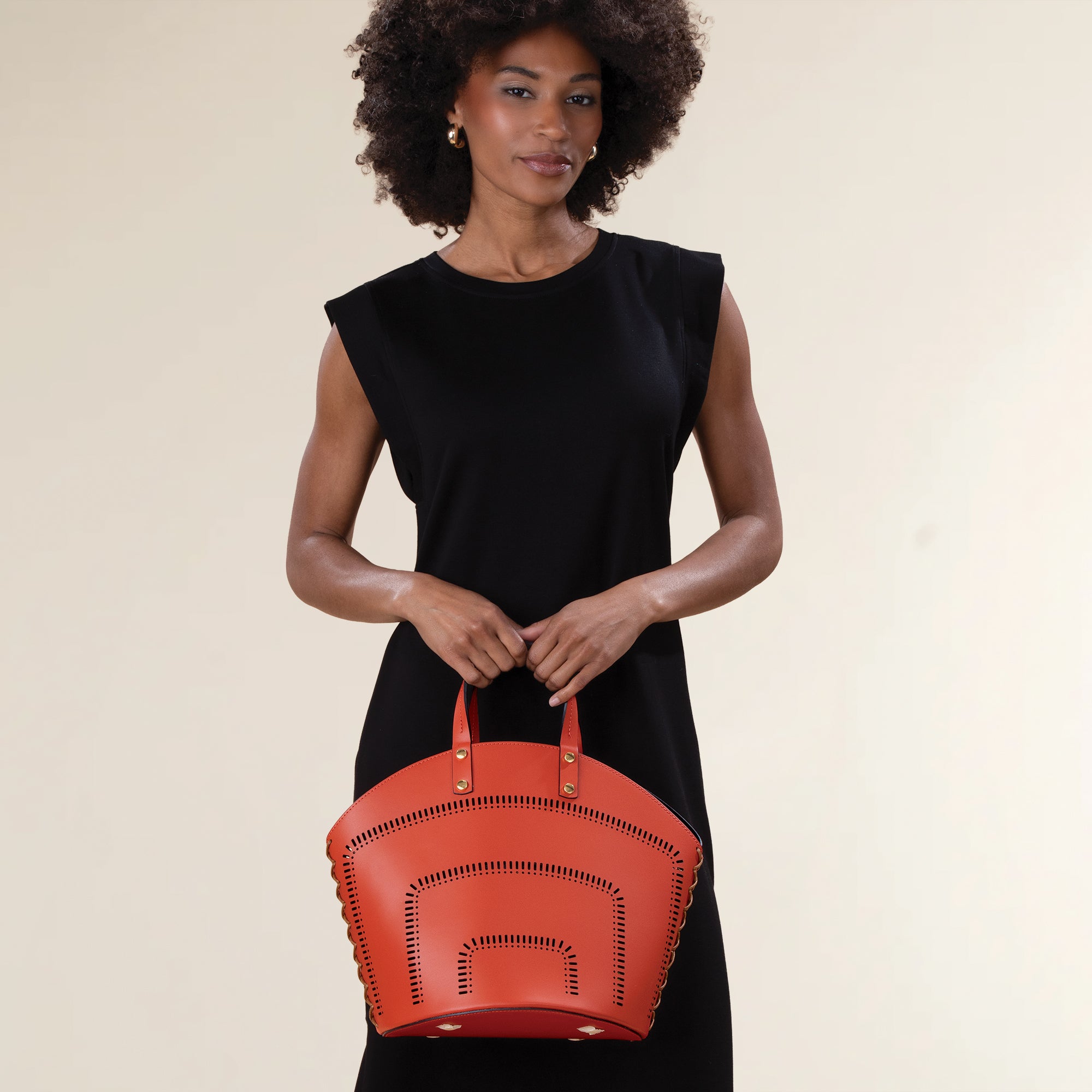 Genoa Italian Leather Cutout Paths Satchel