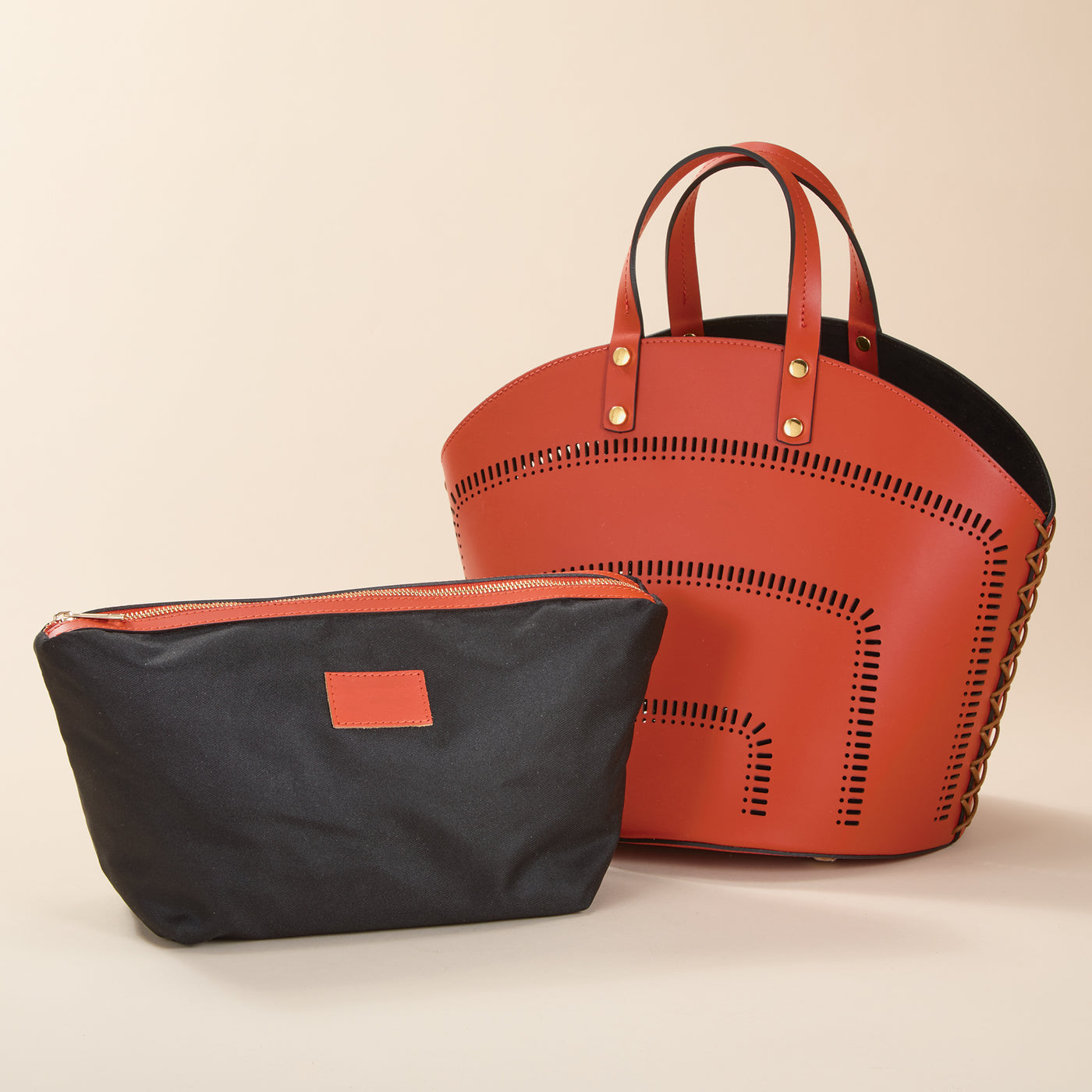 Genoa Italian Leather Cutout Paths Satchel