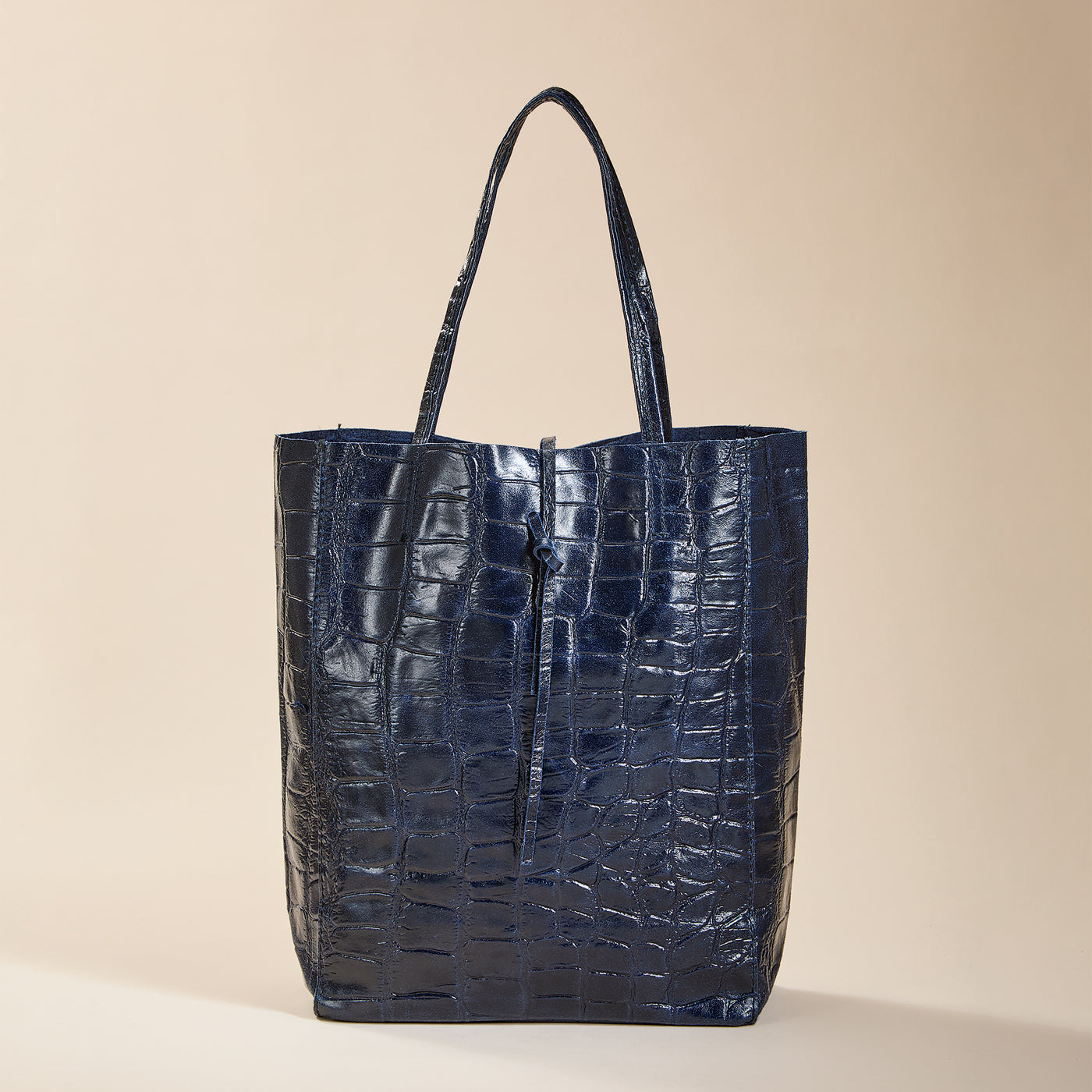 Francesca Navy Croco Italian Leather Tote