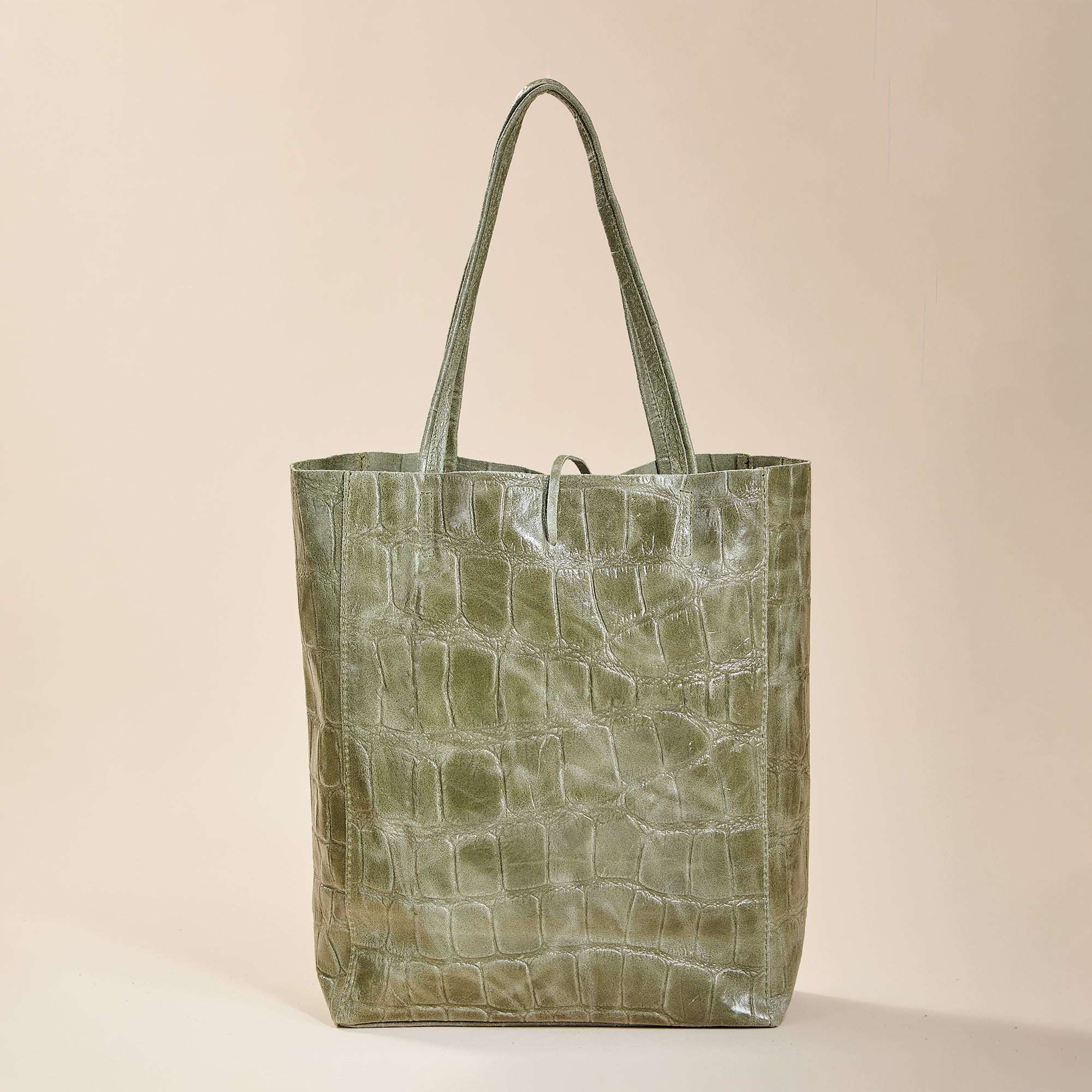 Francesca Sage Croco Italian Leather Tote