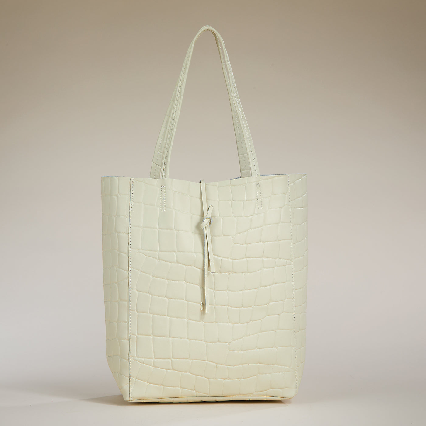 Francesca Latte Croco Italian Leather Tote