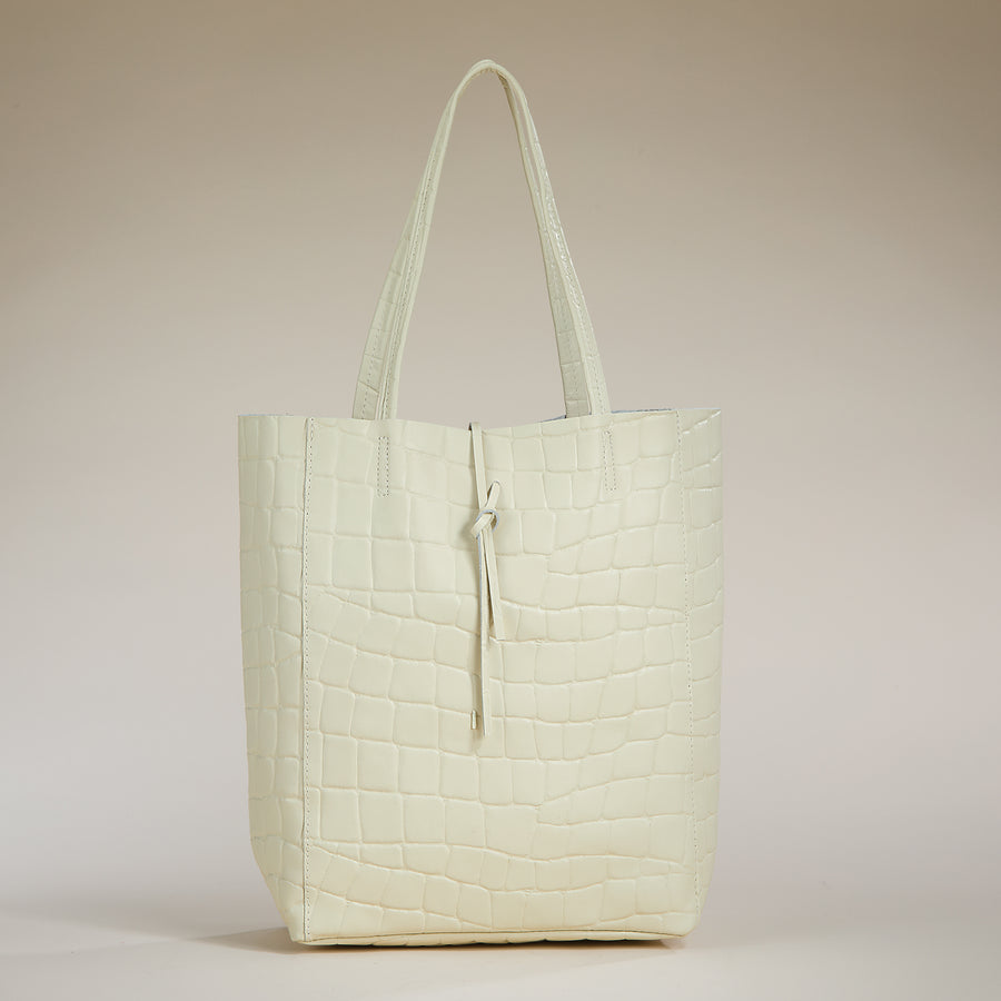 Francesca Latte Croco Italian Leather Tote