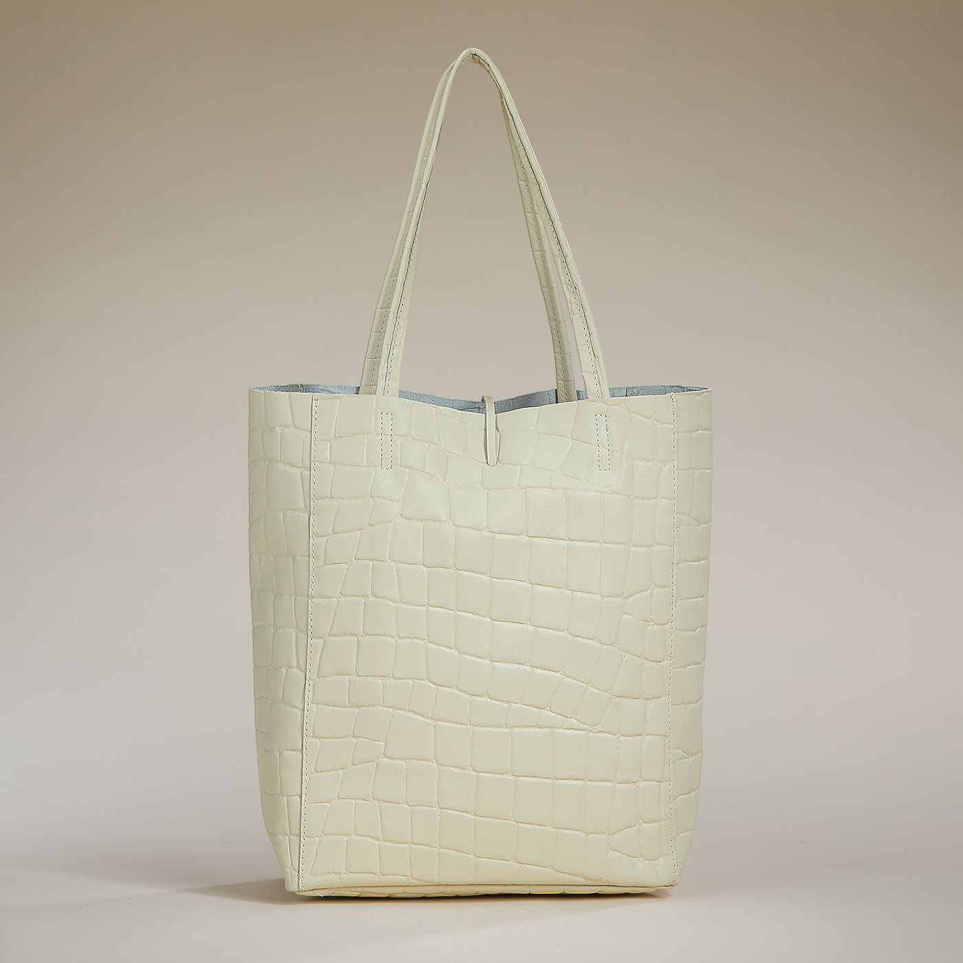 Francesca Latte Croco Italian Leather Tote