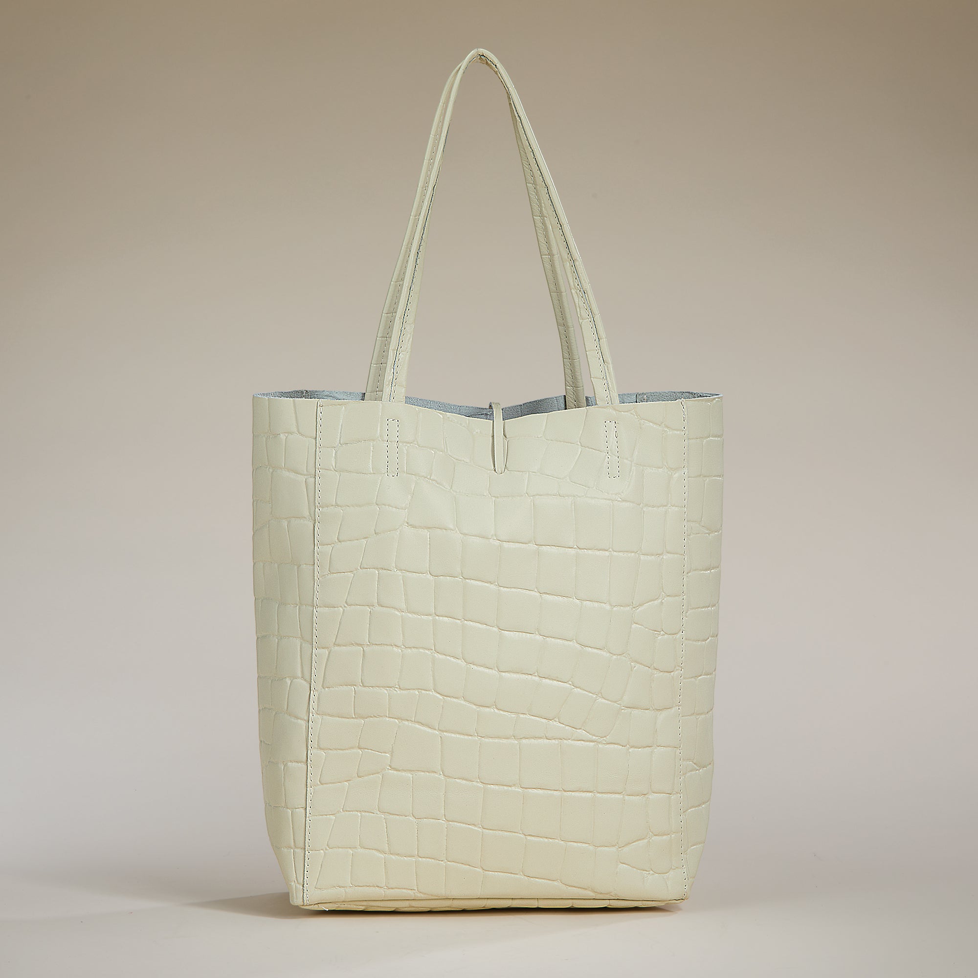 Francesca Latte Croco Italian Leather Tote