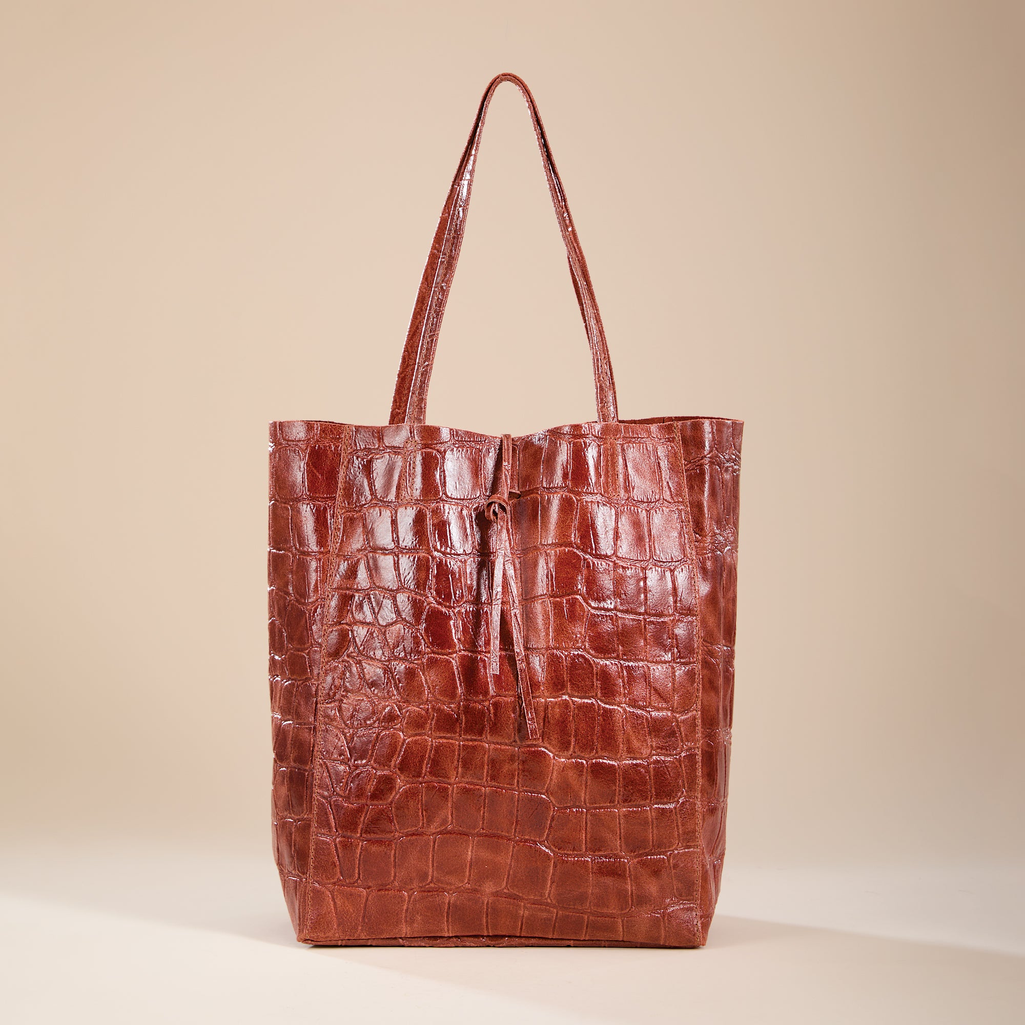 Francesca Orange Croco Italian Leather Tote