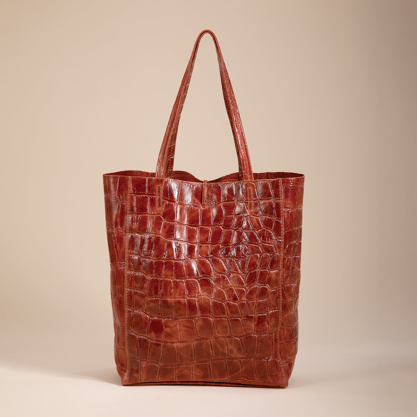 Francesca Orange Croco Italian Leather Tote