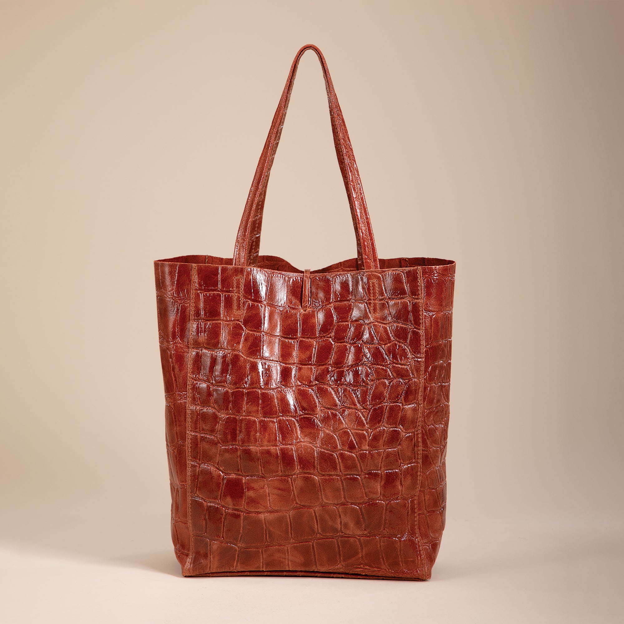 Francesca Orange Croco Italian Leather Tote