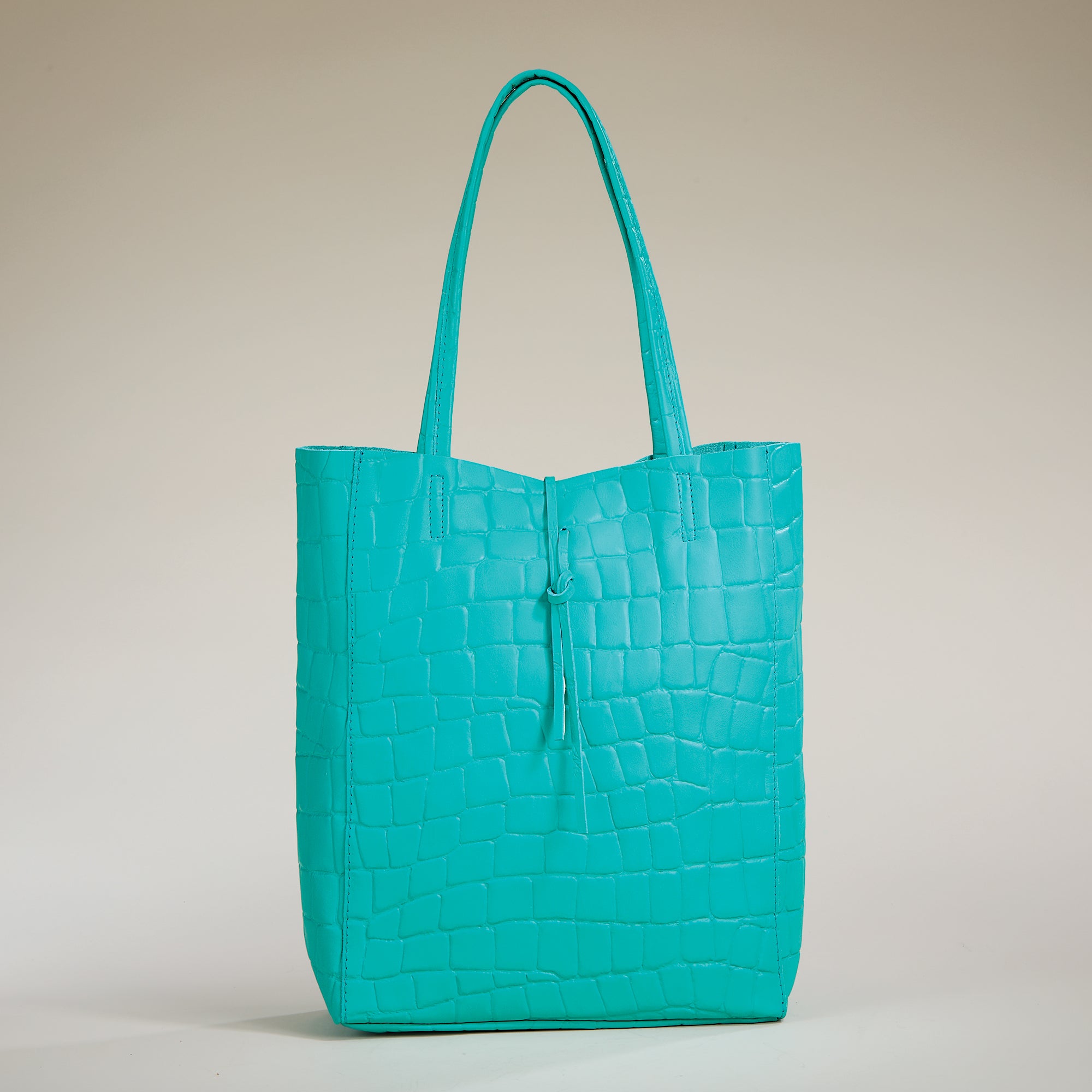 Francesca Aqua Croco Italian Leather Tote