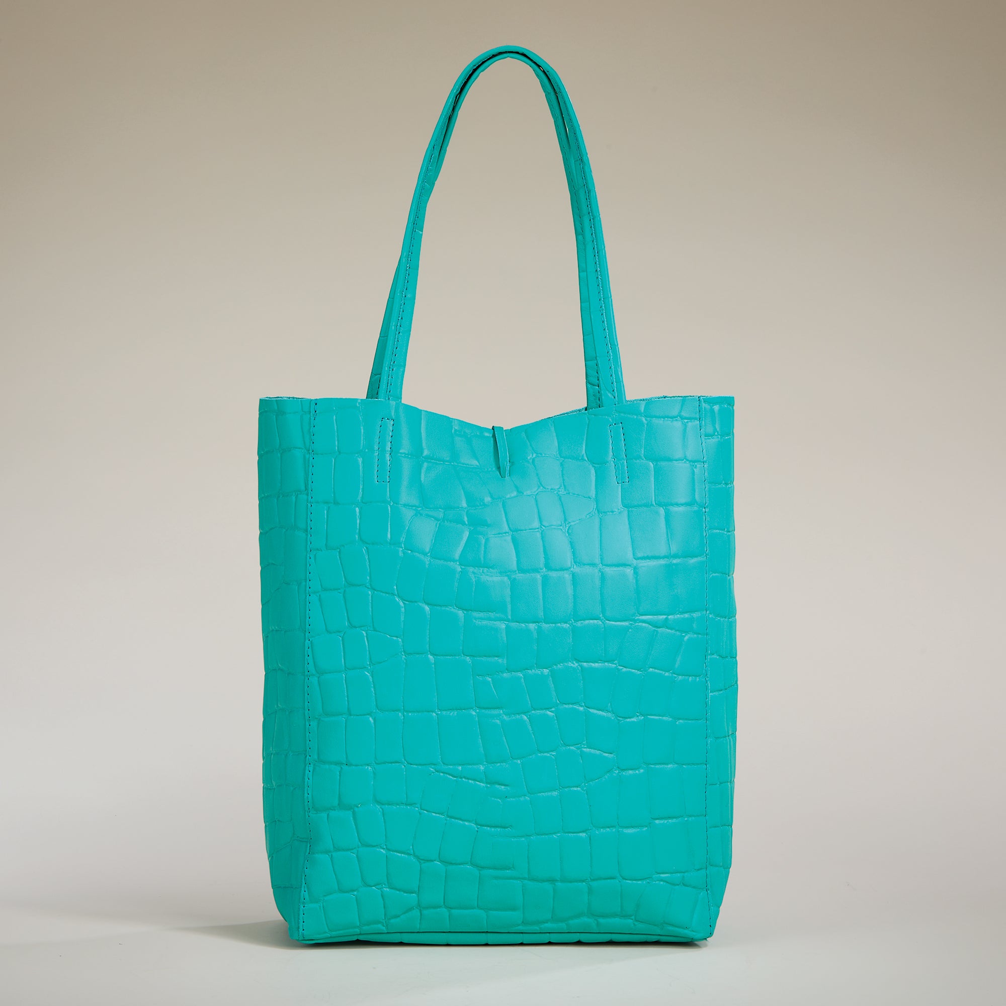 Francesca Aqua Croco Italian Leather Tote