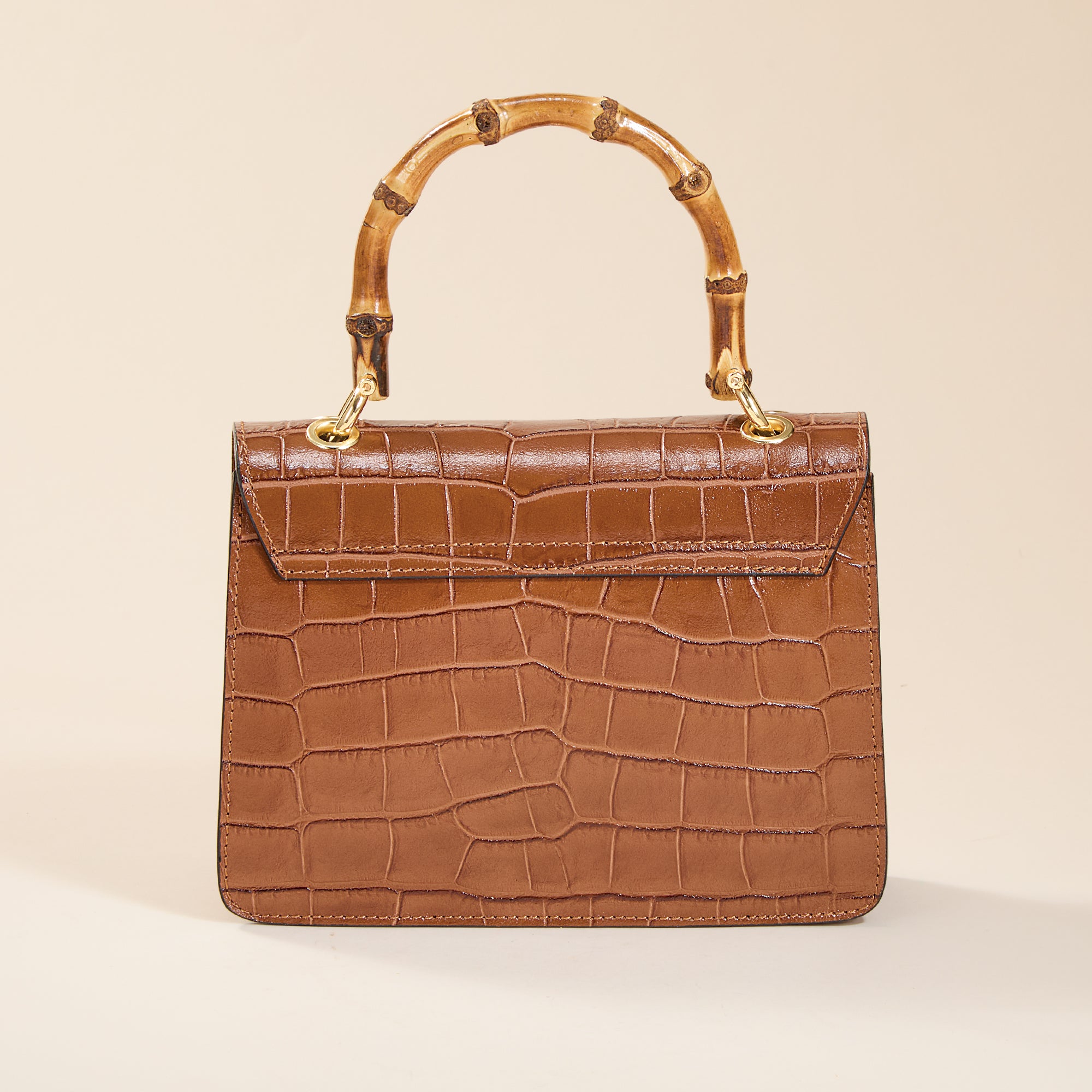 Corniglia Italian Croco Leather & Bamboo Mini Satchel