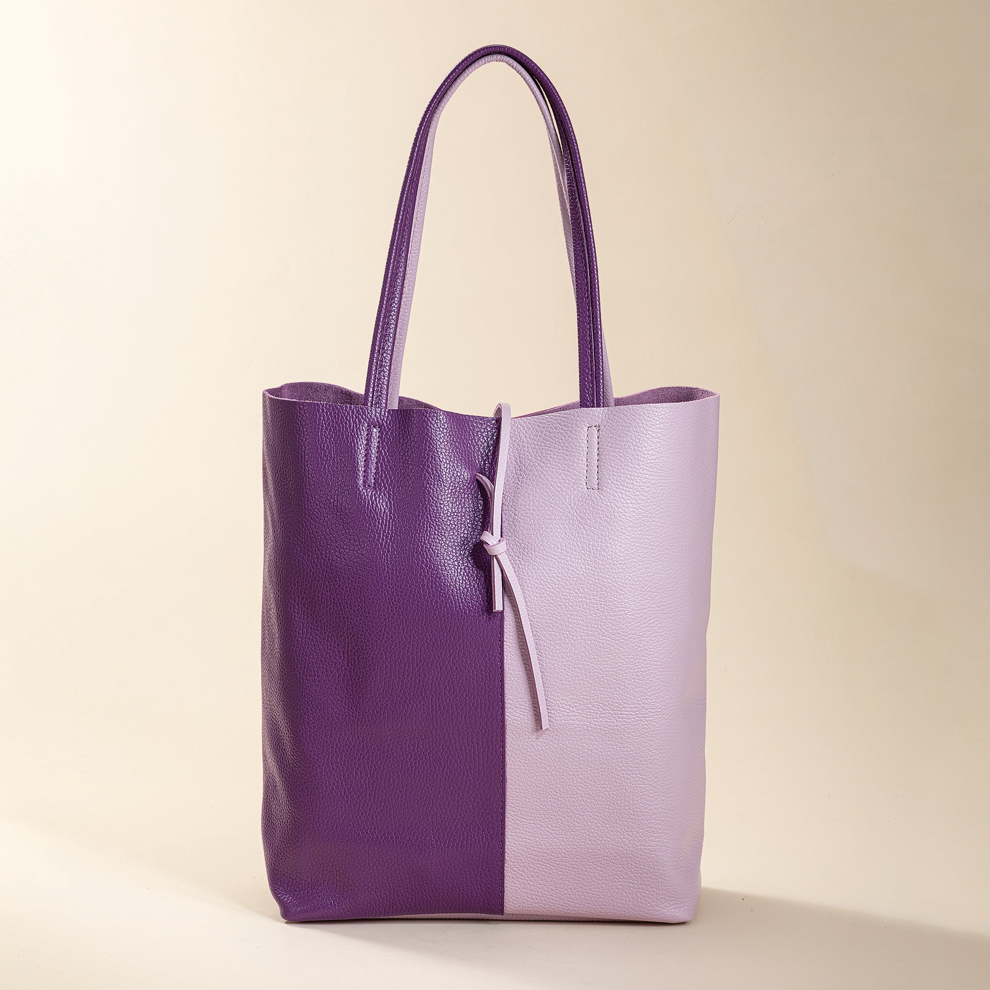 Francesca Purple & Lilac Split-Panel Italian Leather Tote