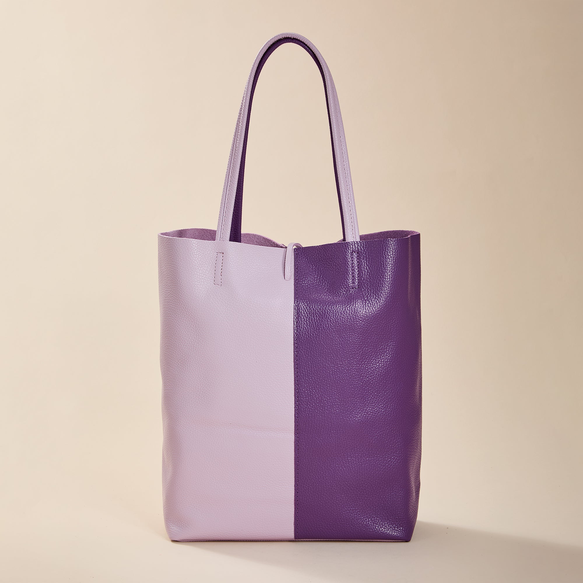 Francesca Purple & Lilac Split-Panel Italian Leather Tote