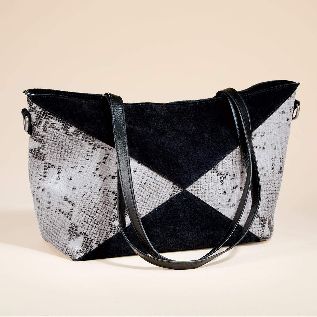 Spoleto Italian Suede & Faux Snakeskin Tote (Preorder)