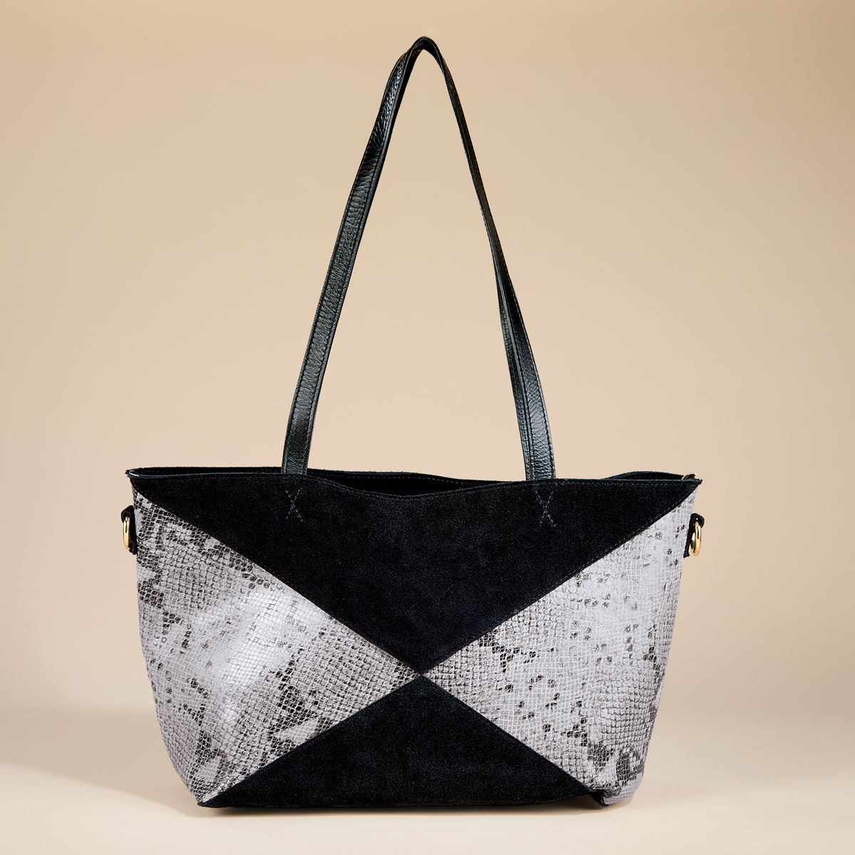 Spoleto Italian Suede & Faux Snakeskin Tote (Preorder)