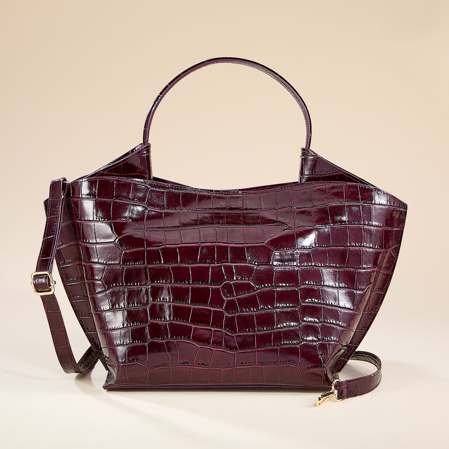 Lupaia Burgundy Croco Italian Leather Hobo Bag (Preorder)