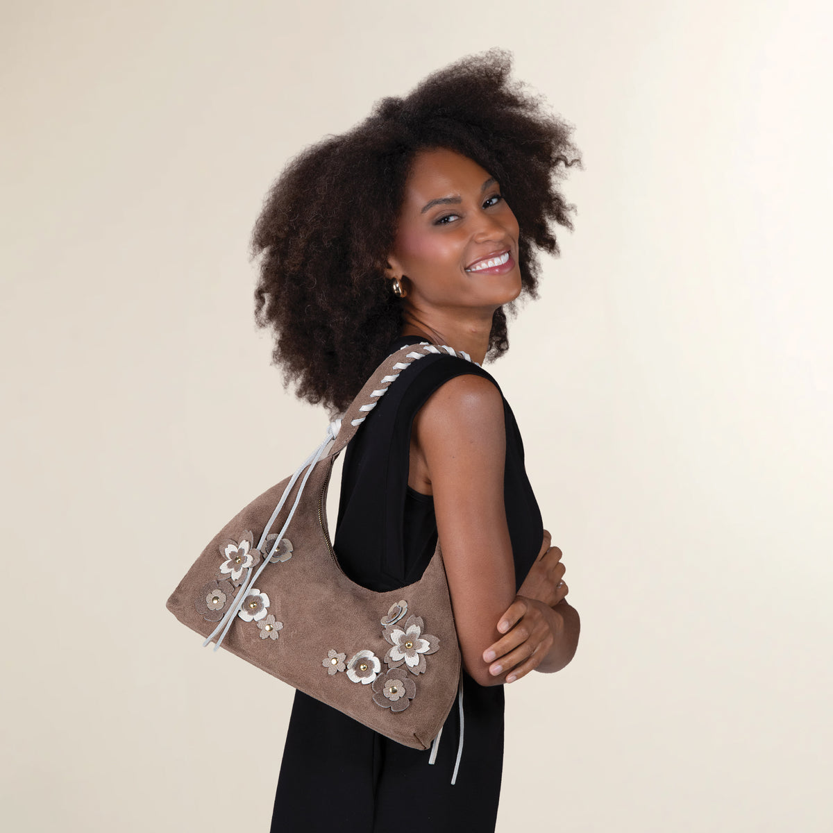 Salento Two Toned Italian Suede & Leather Hobo Bag (Preorder)
