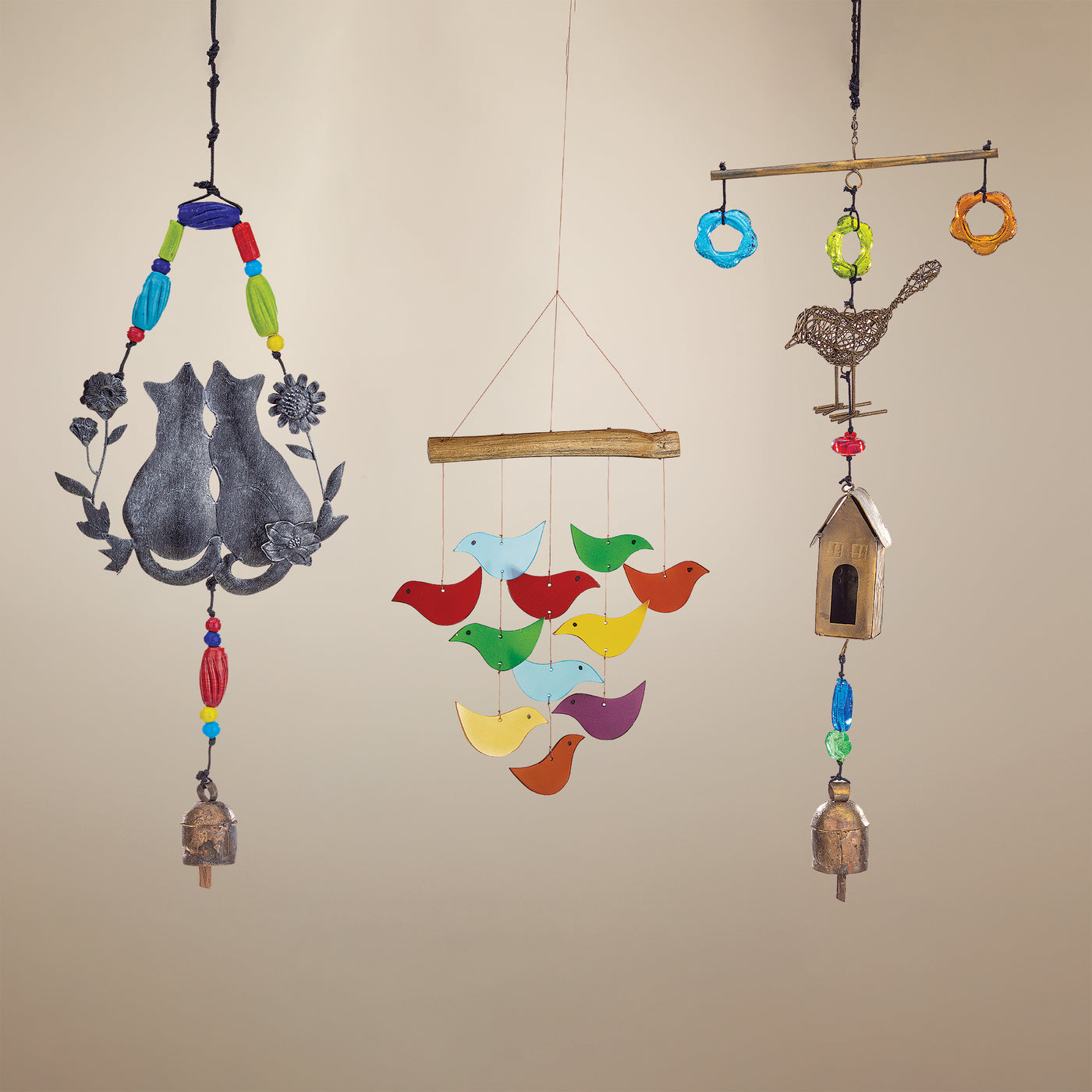 Hand-Cut Kitty Couple Wind Chime